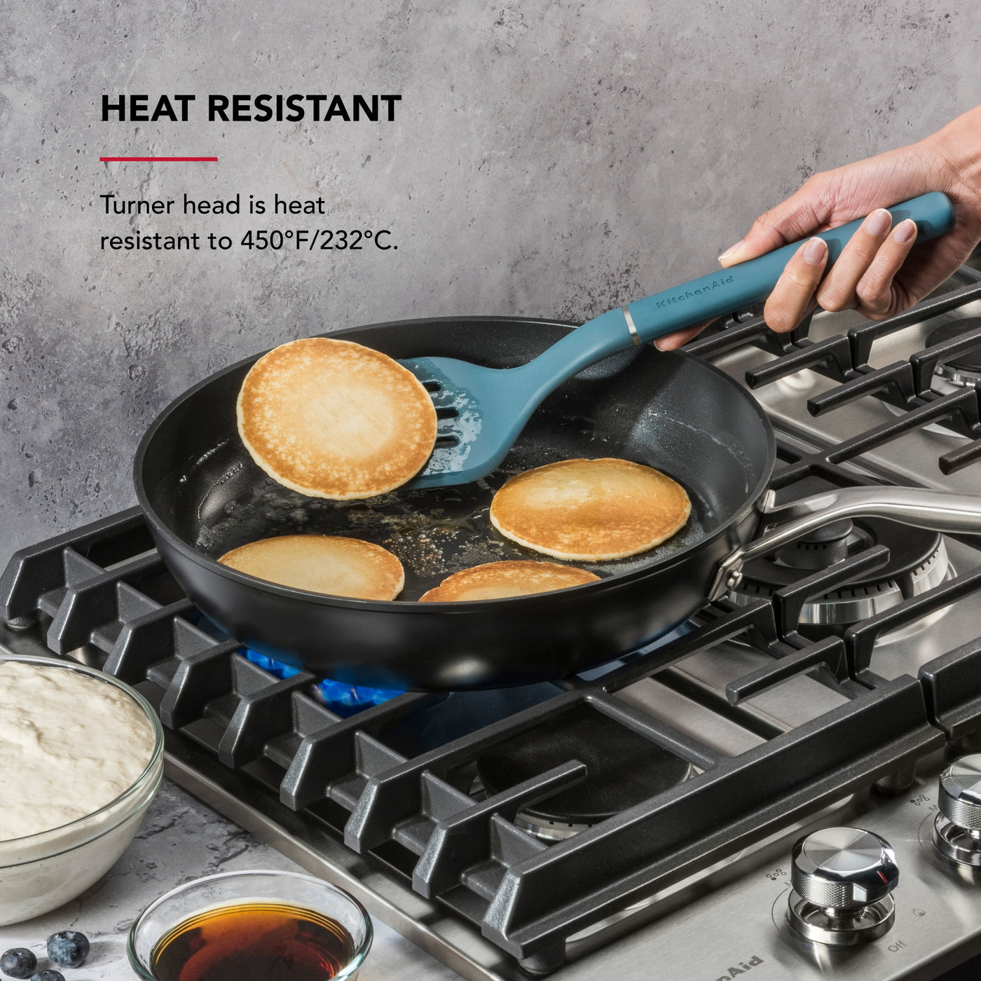 3-Piece Cooking Utensils Set with Ergonomic Handles, Agave, for Cooking, Mixing, Serving and Nonstick Cookware