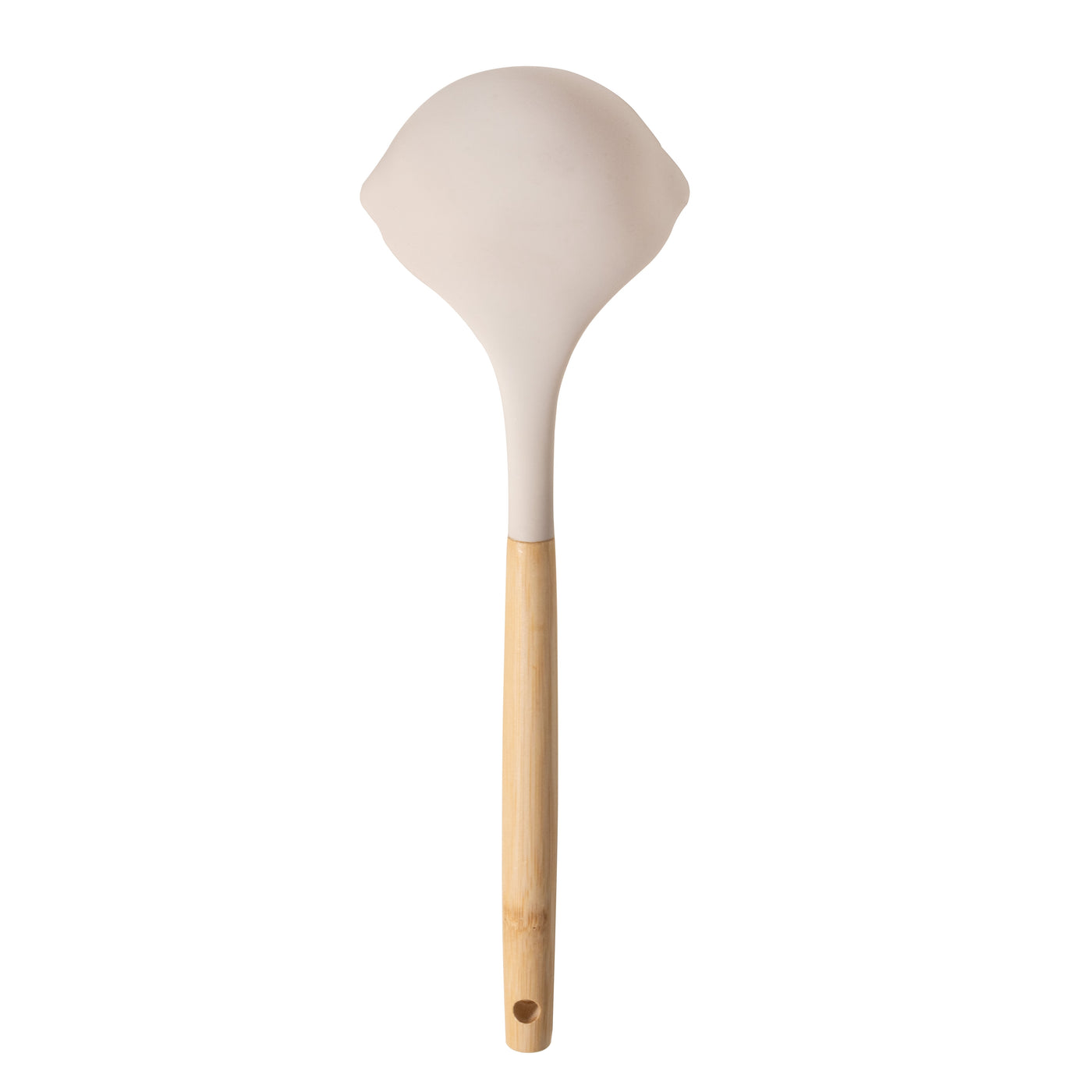 12.8" Silicone Kitchen Ladle with Bamboo Handle, for Cooking, Mixing, Serving and Nonstick Cookware, Durable Design for Daily Home Use