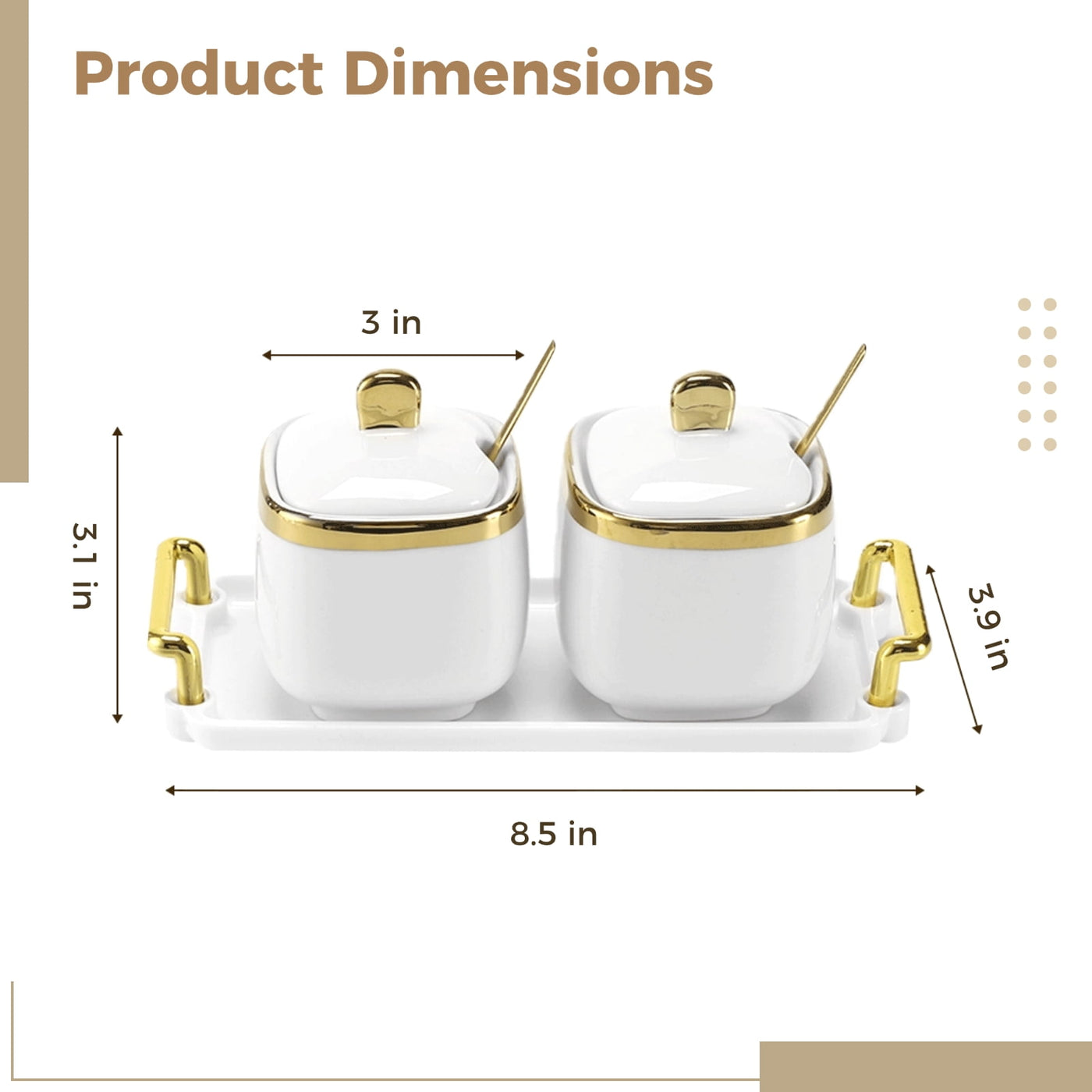 2-Piece Ceramic Sugar Bowl Set with Tray, 12 Oz Spice Container, Salt Bowl with Lid and Spoon, Modern Seasoning Storage Jar for Home and Kitchen