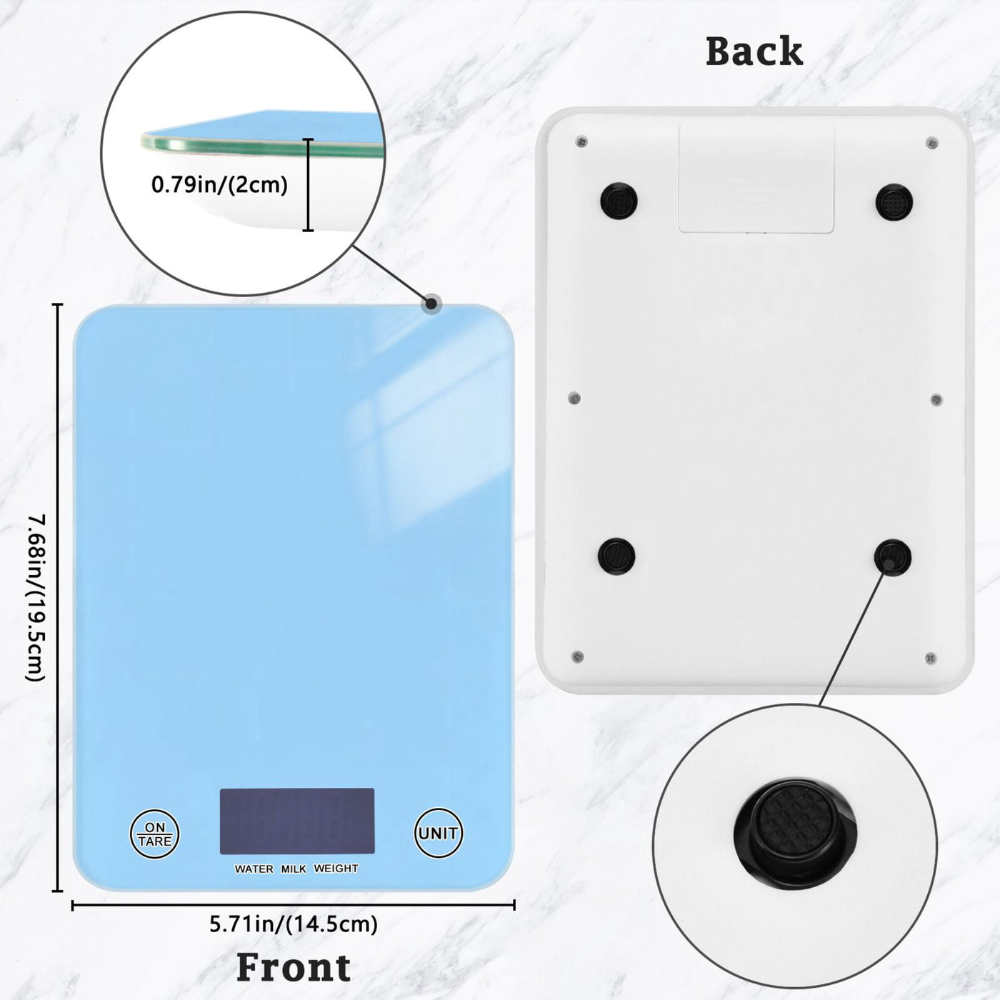 Digital Kitchen Food Scale Weight Grams Oz for Baking Cooking Coffee 11lb 0.05oz/1g Glass Light Sky Blue