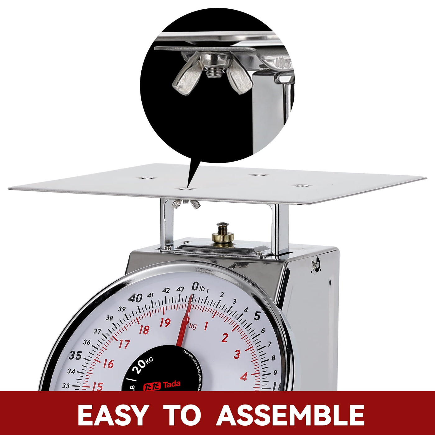 44lb Stainless Steel Mechanical Kitchen and Food Scale Produce Meat Scale with Stainless Steel Platform Silver