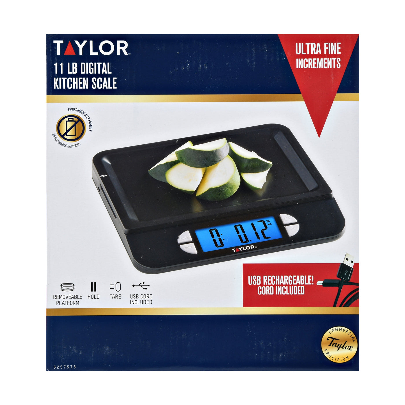 USB Rechargeable Precision Digital Kitchen Scale and Food Scale, 11 Lb. Capacity Black, for Accurate Kitchen, Food and Portion Weighing