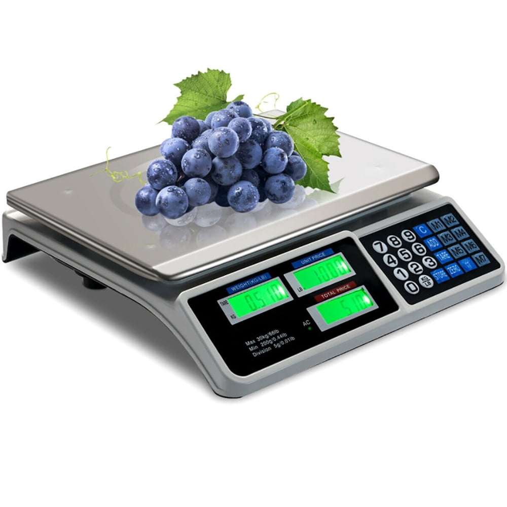 66 Lbs Electronic Price Computing Scale with LCD Screen Display, Commercial Food Meat Weight Scale, for Accurate Kitchen, Food and Portion Weighing