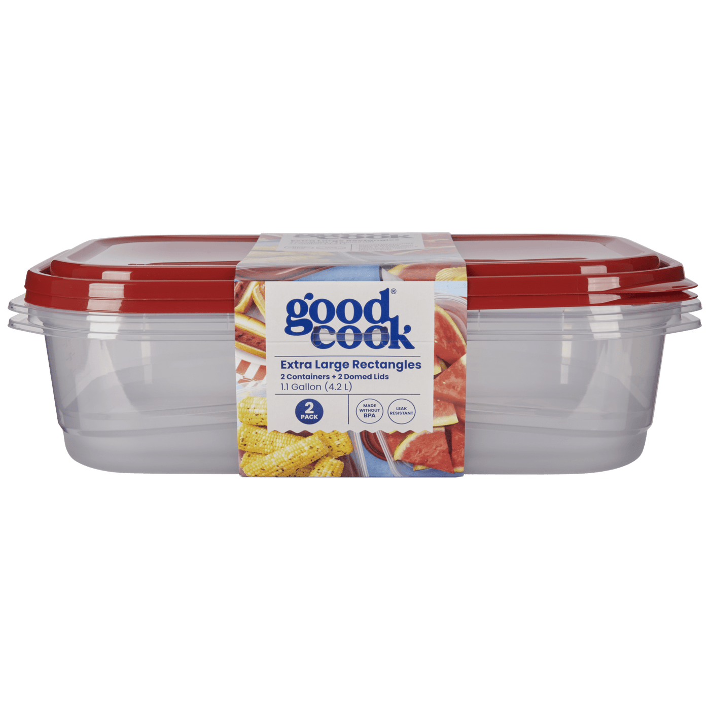 Large Rectangle Container, 2-Pack, Red, Made Without Bpa, Dishwasher Safe, for Pantry Organization, Meal Prep and Dry Food Storage
