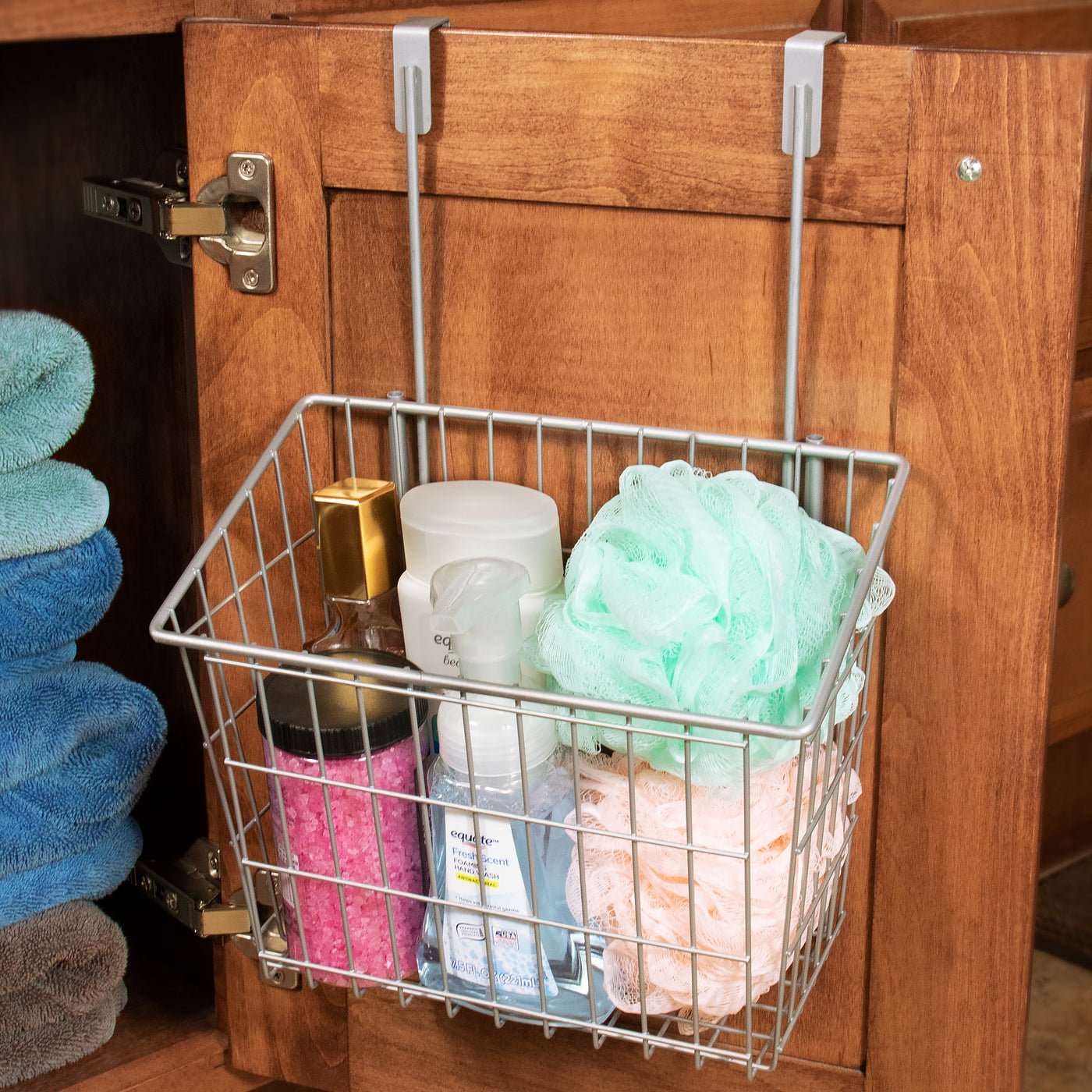 Metal Over-the-cabinet Basket Organizer, Silver, Ideal Use for Kitchen Organization and Accessibility