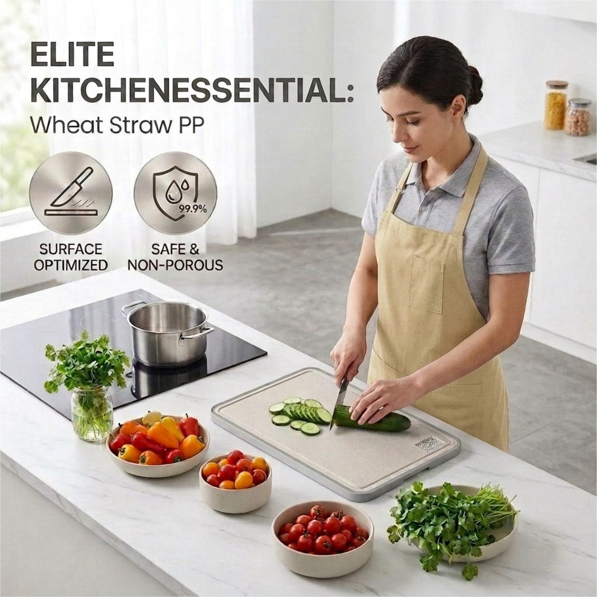 Titanium Cutting Board for Kitchen Double-sided Chopping Boards 16"x11", for Meat, Fruit and Vegetable Food Preparation