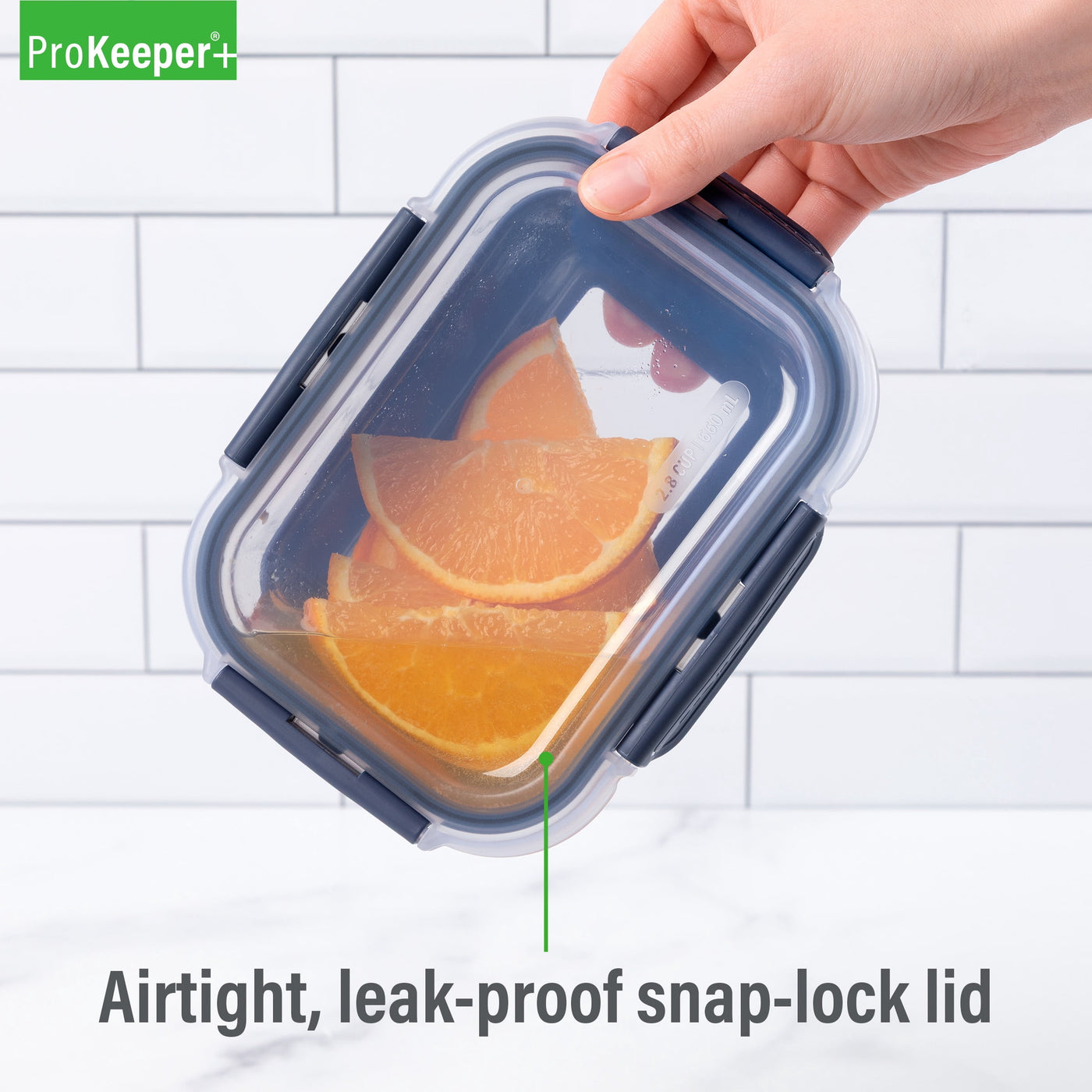+ 2.8 Cup Glass Food Storage Container with Silicone Base, Well Suited to Refrigerator Organization, for Pantry Organization