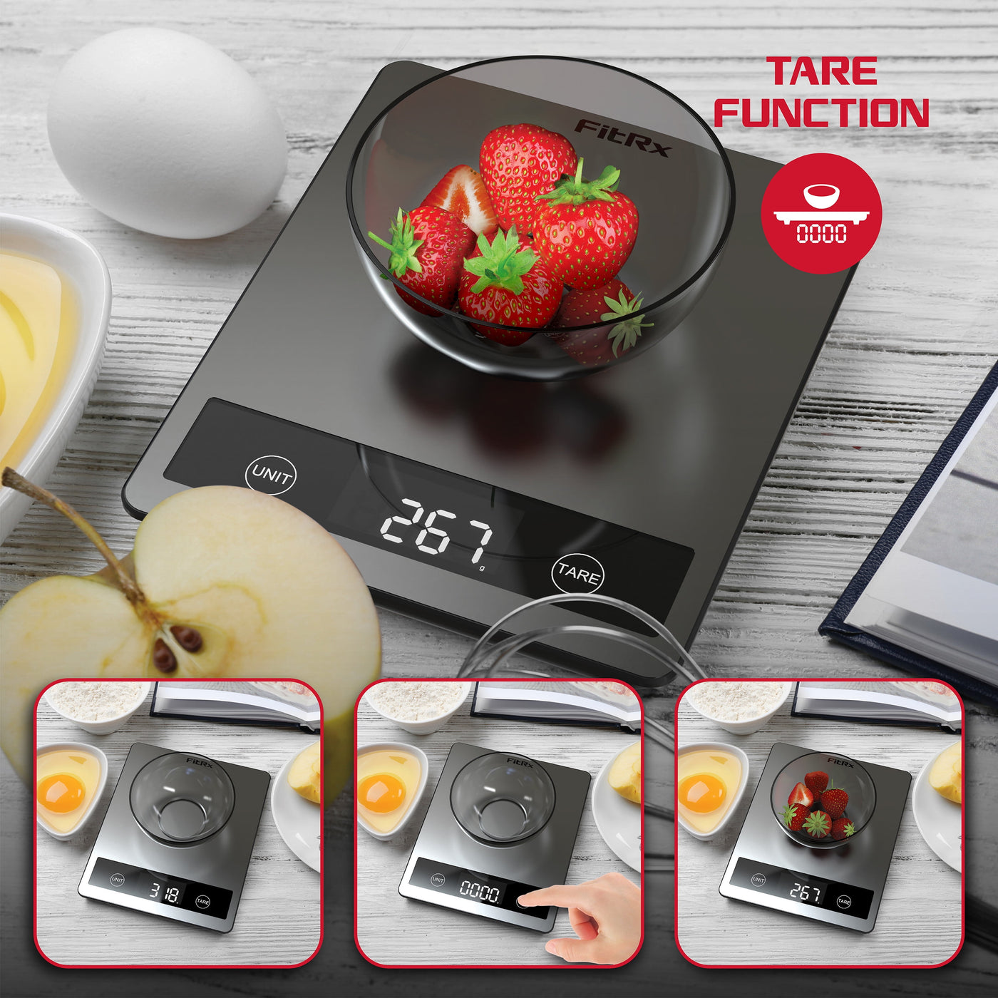 Precision Food Scale, Stainless Steel Digital Kitchen Scale, Up to 11lb, for Accurate Kitchen, Food and Portion Weighing