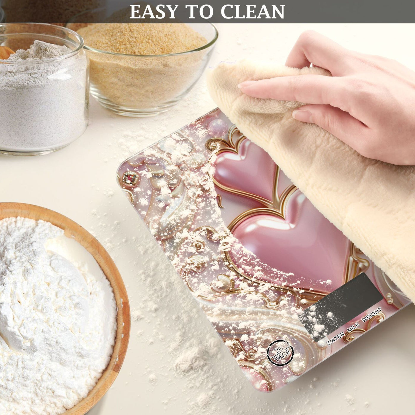 3d Hearts and Pearls Food Scale Digital Kitchen Scale Waterproof Tempered Glass Tare Function 11 Lb for Baking Cooking Meal Prep