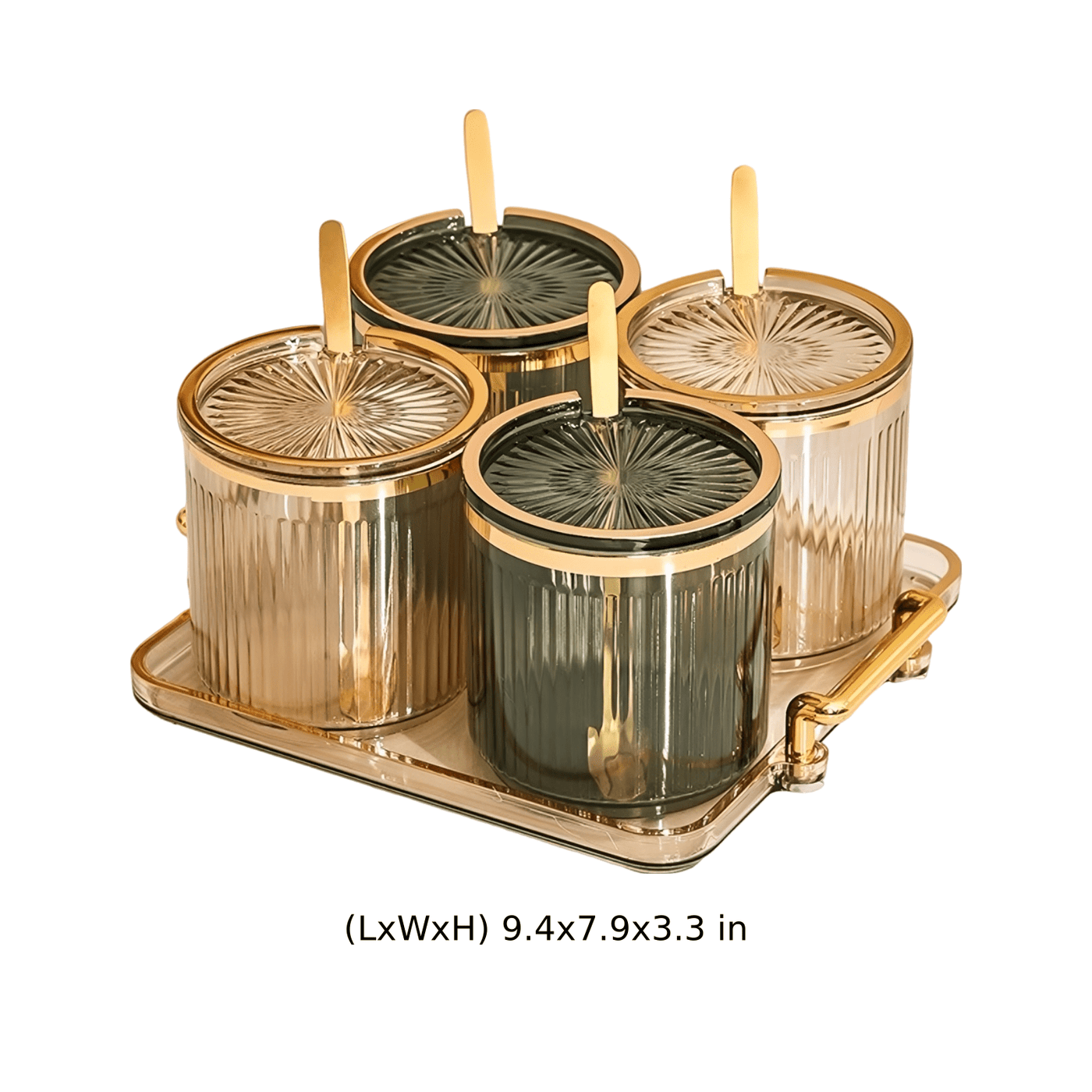 Acrylic Condiment Spice Jars Set, Clear Plastic Condiment Canisters, Seasoning Box with Lids and Spoons, Seasoning Box Set for Kitchen Counter