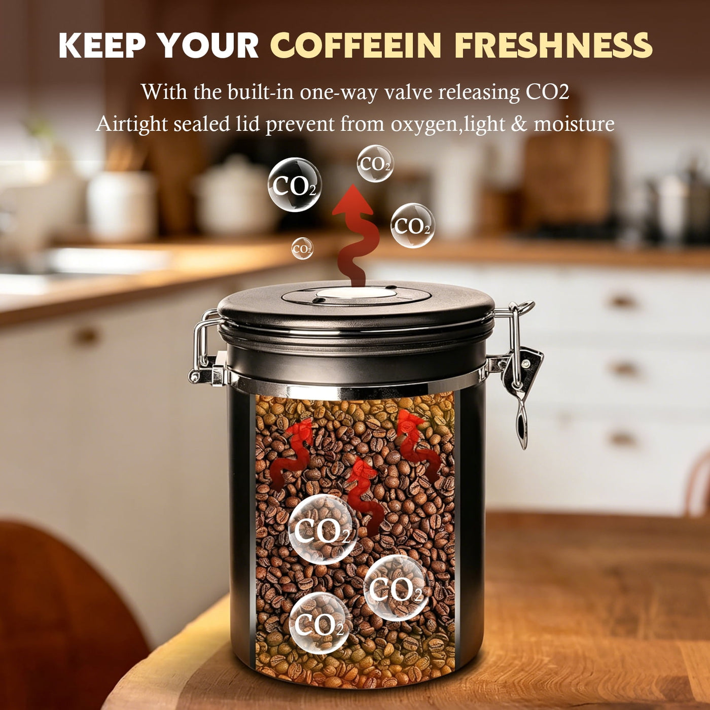 22 Oz Coffee Canister, Stainless Steel Airtight Coffee Bean Storage Grounds Container with Date Tracker and Measuring Scoop