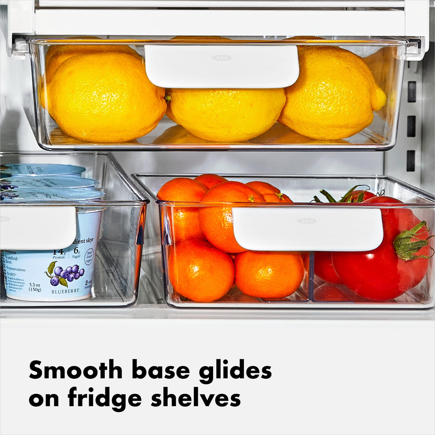 Refrigerator Organizer Container with Handle, 8-Inch X 10-Inch, Clear, for Pantry Organization, Meal Prep and Dry Food Storage