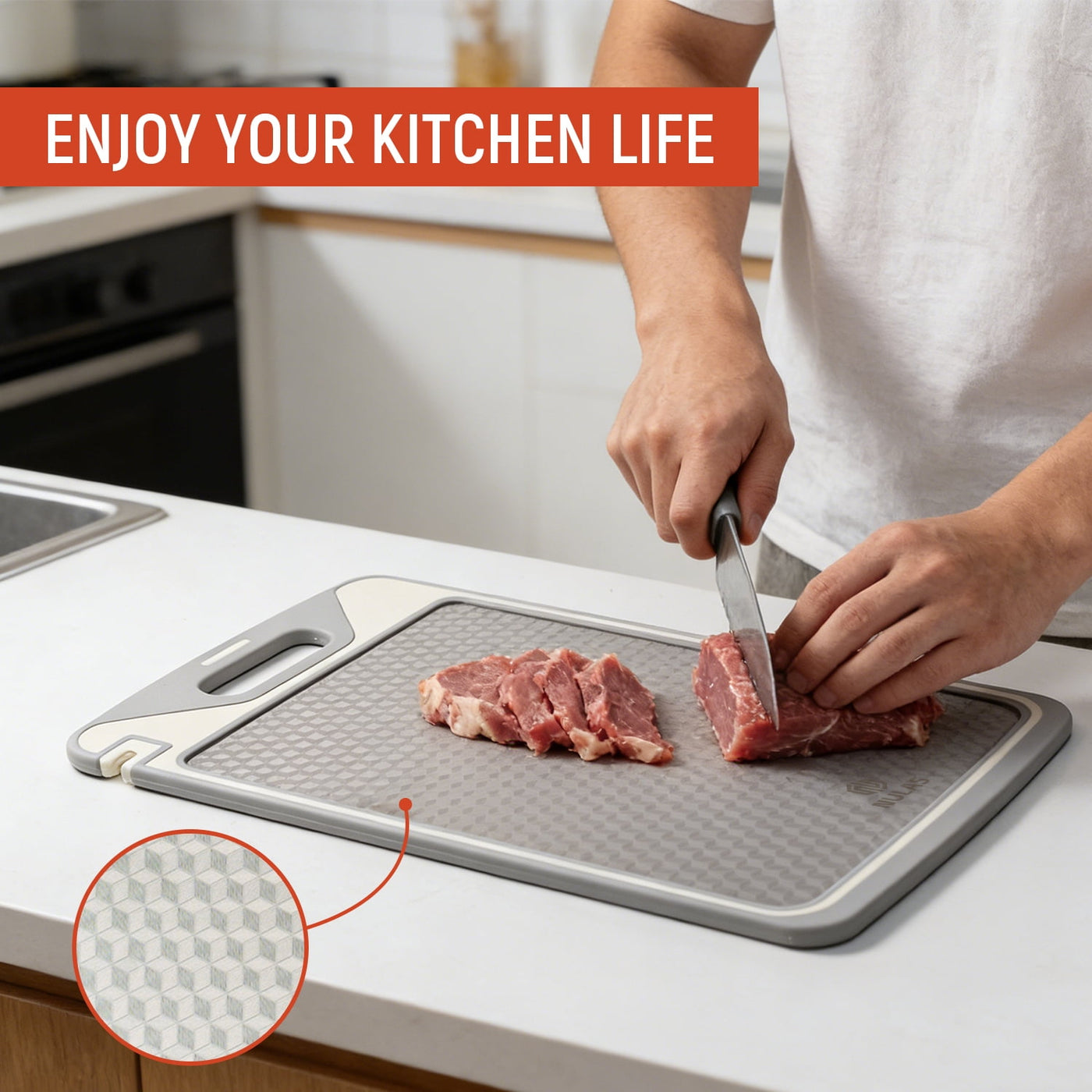 Cutting Board, Cutting Board with Knife Sharpener Double Sided Food Grade, Non-slip Large 15.1x10.2 Inch Kitchen Chopping Board