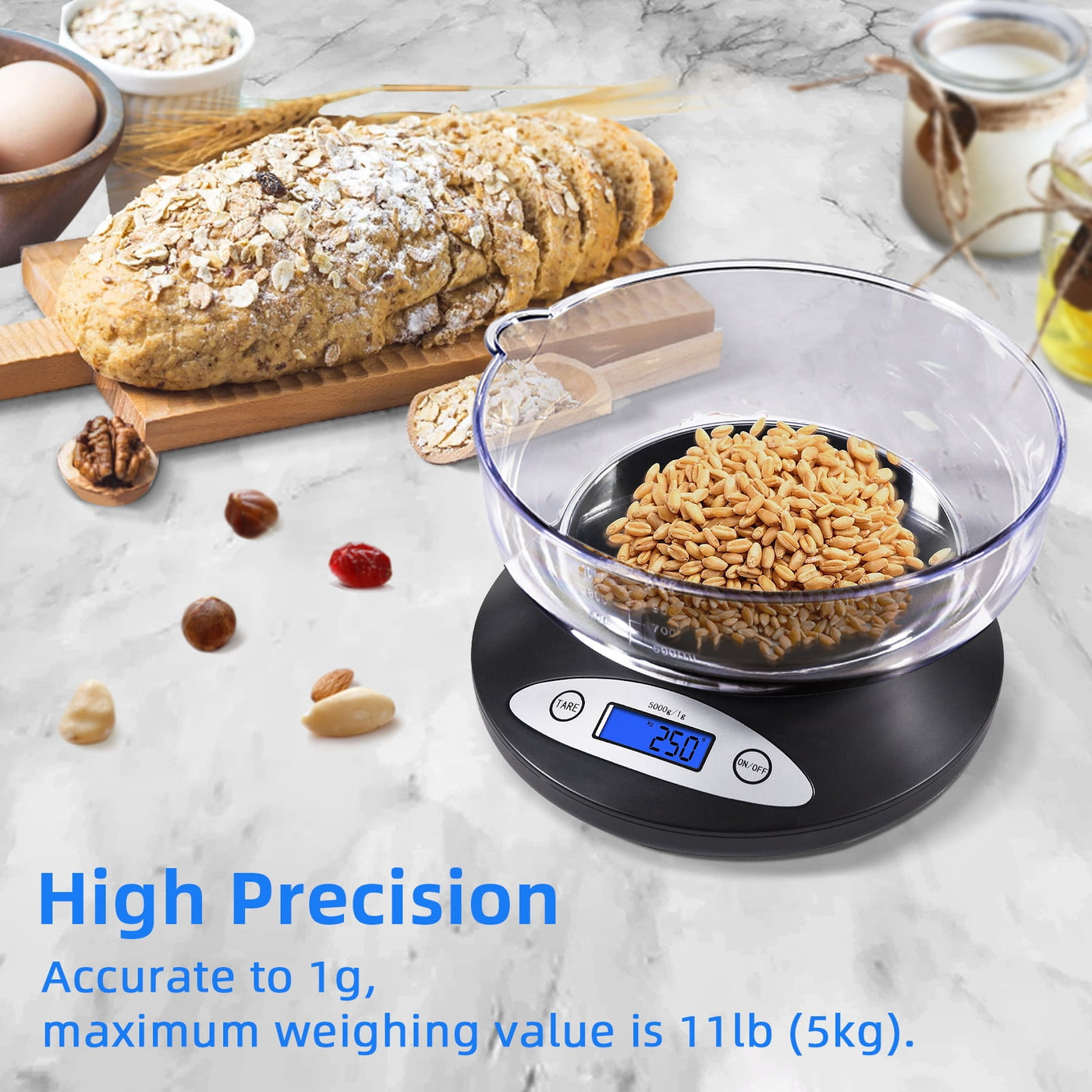 Digital Kitchen Scale Electric High Precision Backlit LCD Display, for Accurate Kitchen, Food and Portion Weighing