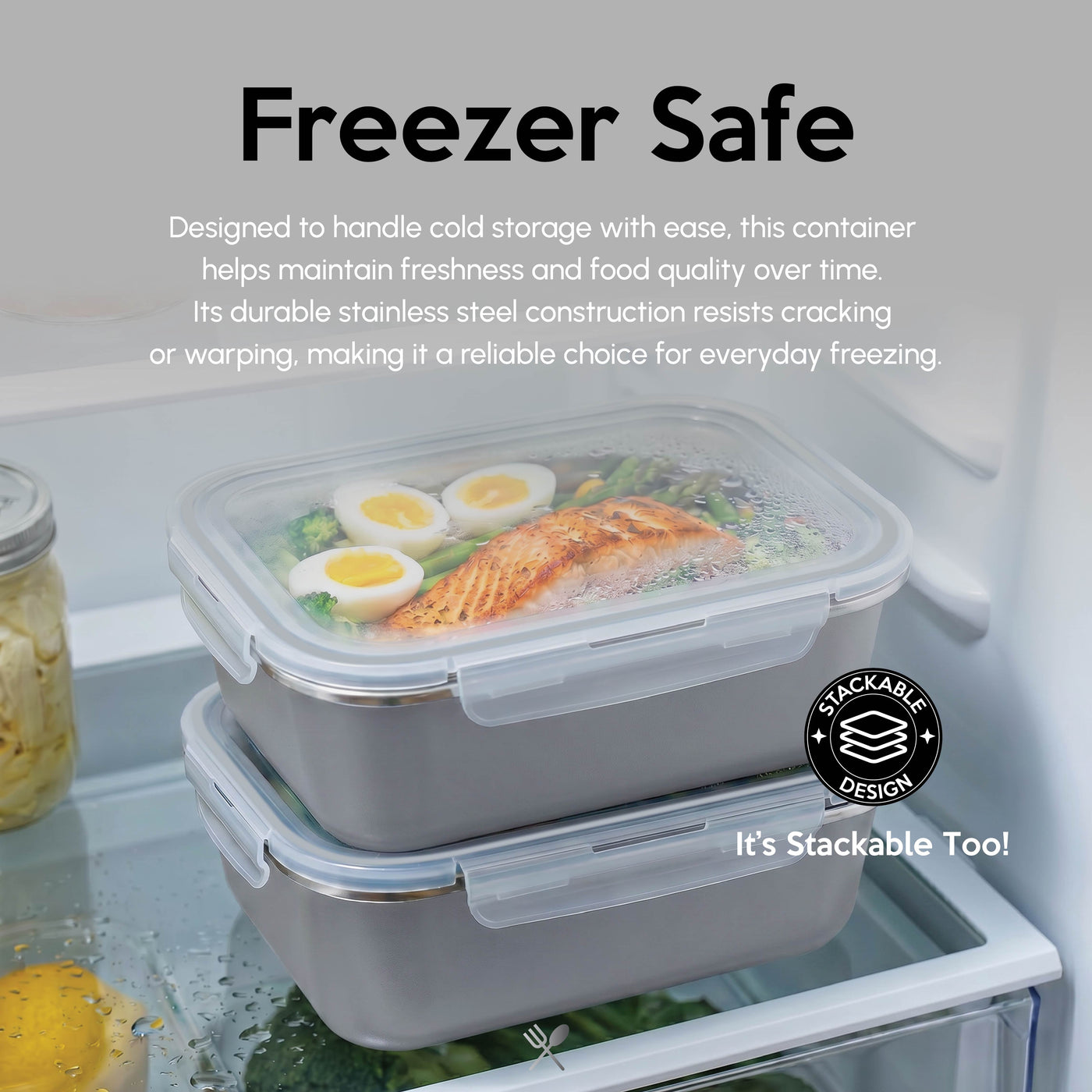 Just Cook Stainless Steel Food Storage Container Set for Meal Prep and Batch Cooking, 10-Pack, for Pantry Organization, Meal Prep and Dry Food Storage