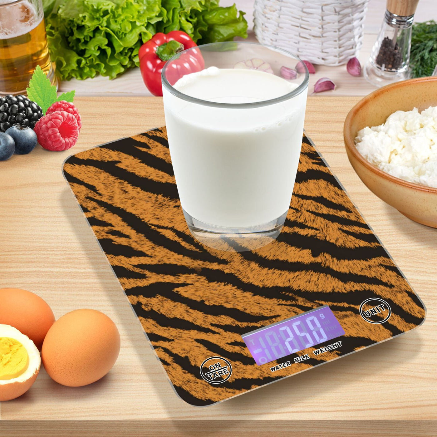 High Precision Digital Kitchen Scale Tempered Glass Food Scale Multifunction Scale Small Kitchen Appliances Tiger Stripes Pattern
