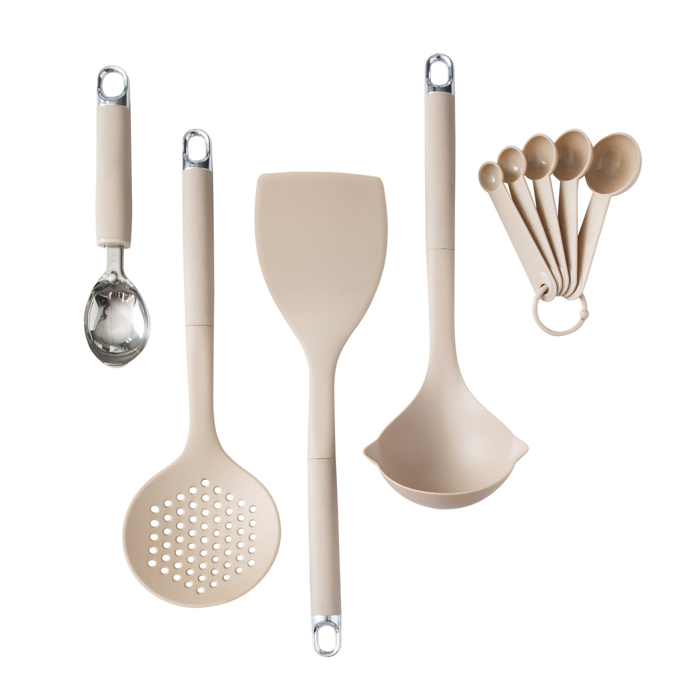 20-Piece Kitchen Gadget and Tool Set, Nylon Cooking Utensils with Spatulas, Ladle, Skimmer, Serving Spoons, Measuring Cups and Spoons, Can Opener