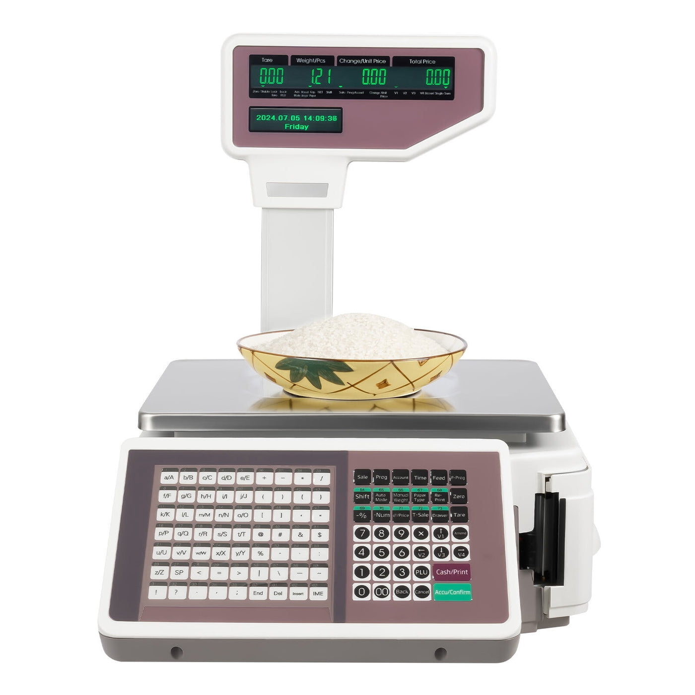 Label Printing Scale, Digital Weight Price Scale LCD Screen Computing Scale with Thermal Label Printer Electronic Weight Scale 66LB/30KG Commercial
