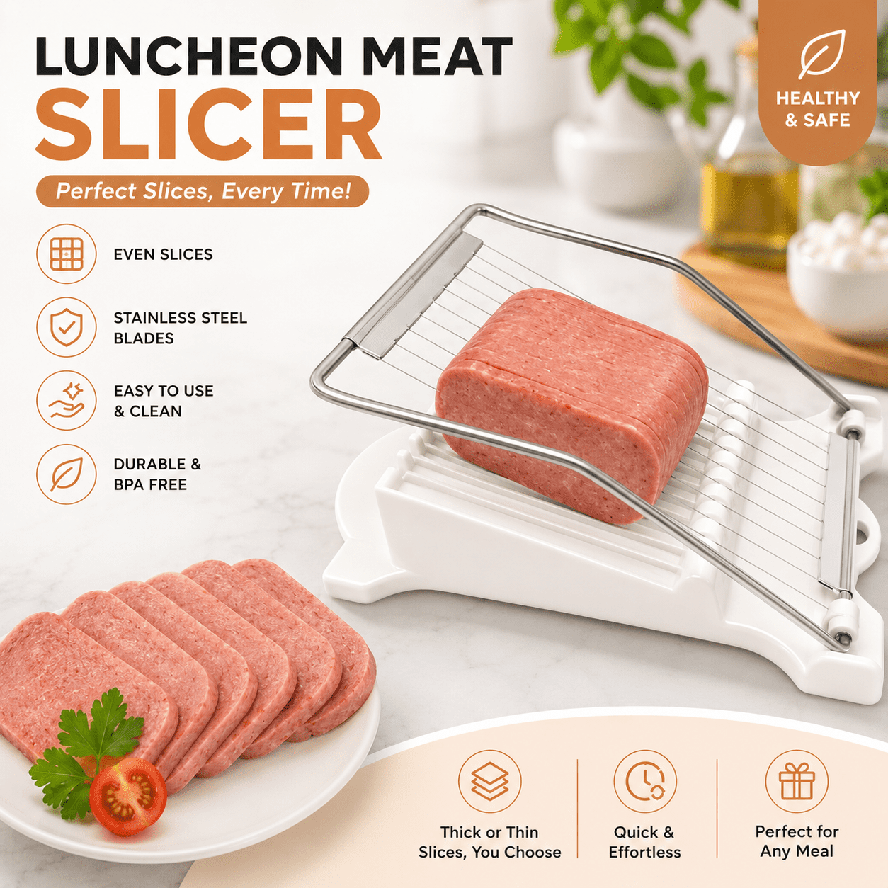 Musubi Maker Press Kit with Spam Slicer Onigiri Mold for Lunch Bento, Homemade Sushi, for Everyday Home Kitchen Cooking, Storage and Organization