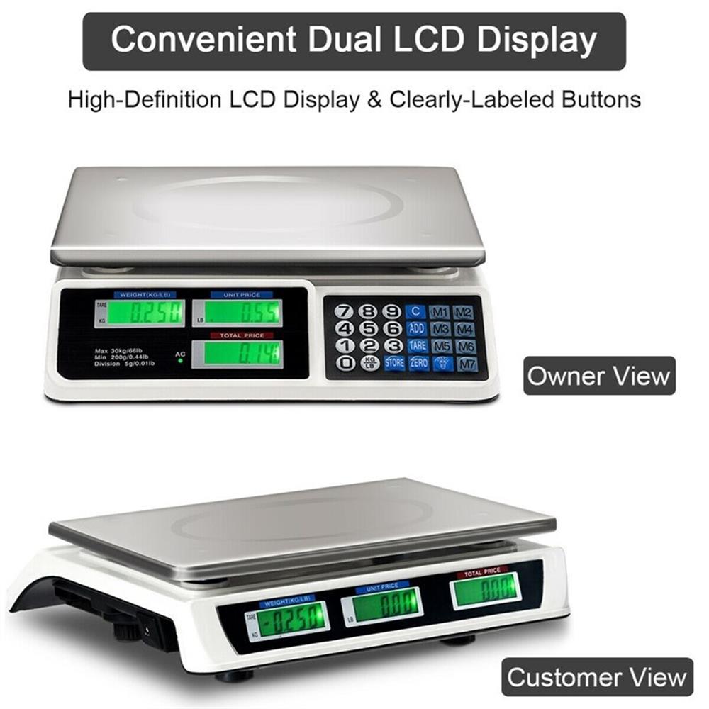 Digital Weight Scale Price Computing Retail Count Food Meat Scales, for Accurate Kitchen, Food and Portion Weighing