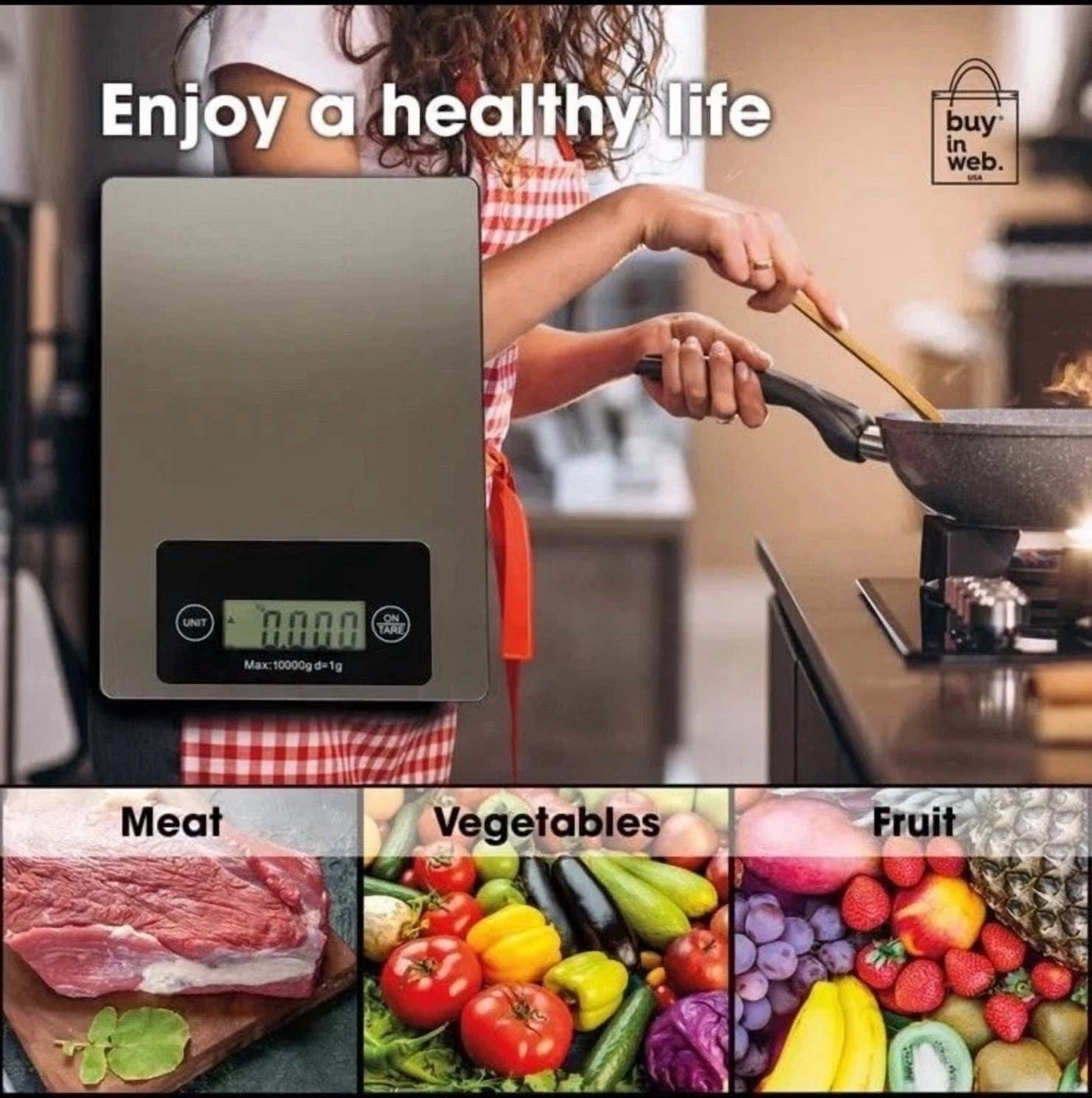 Large Food Scale 22 Lb (10 Kg) Stainless Steel Digital Kitchen Scale for Gr, for Accurate Kitchen, Food and Portion Weighing
