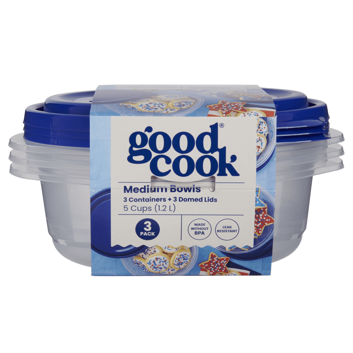 Medium Bowl Food Storage Container, 3-Pack, Blue, Made Without Bpa, Dishwasher Safe, for Pantry Organization, Meal Prep and Dry Food Storage