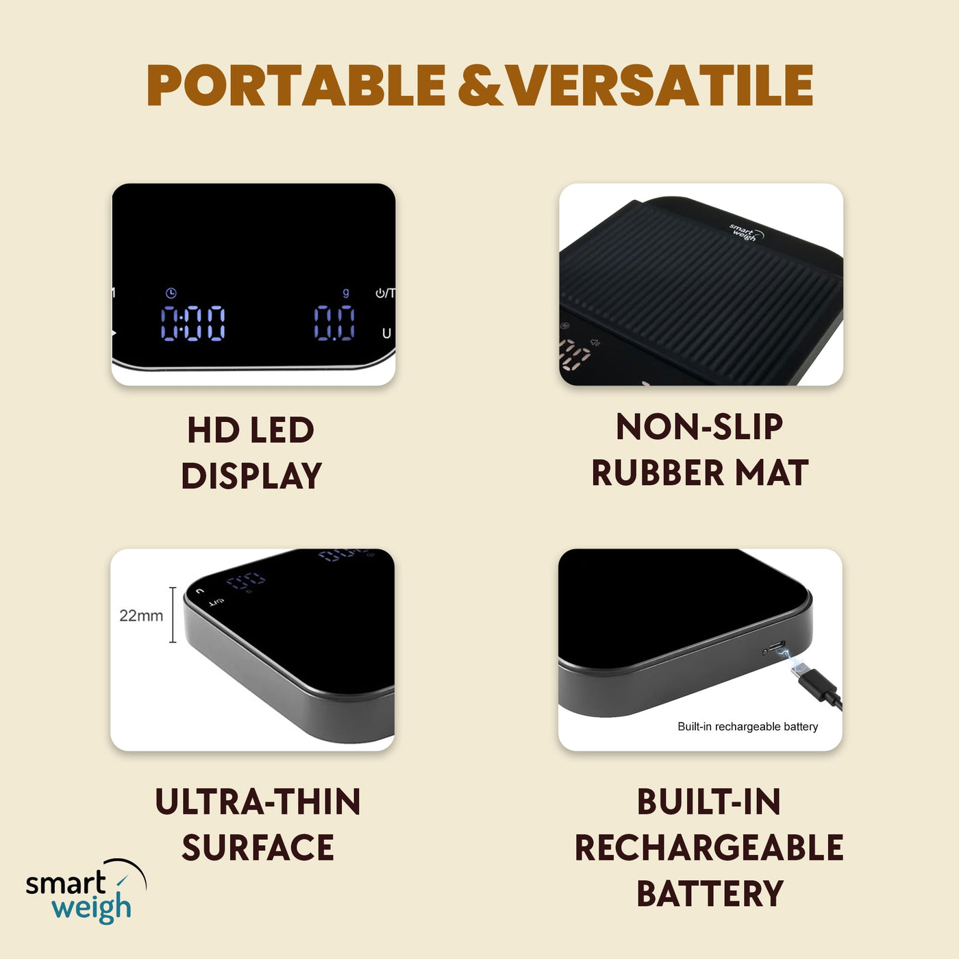 Smart Weigh Coffee Scale 3000g X 0.01g High Precision Sensors Accurate Scale, for Accurate Kitchen, Food and Portion Weighing