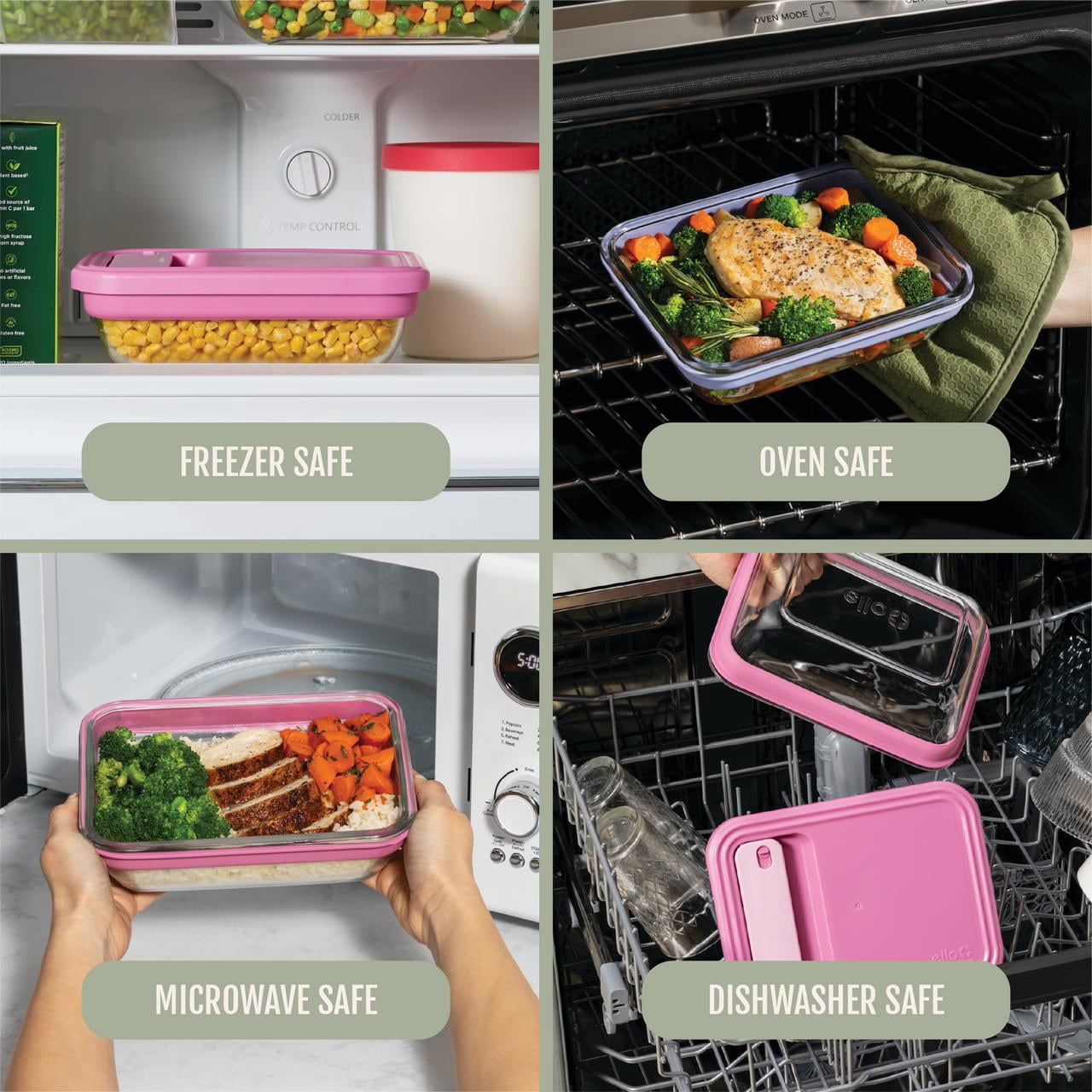 Fresh Stack Glass 3.7cup 8-Piece Meal Prep Set, Designed to Help with Everyday Organization, and Meal Preparation