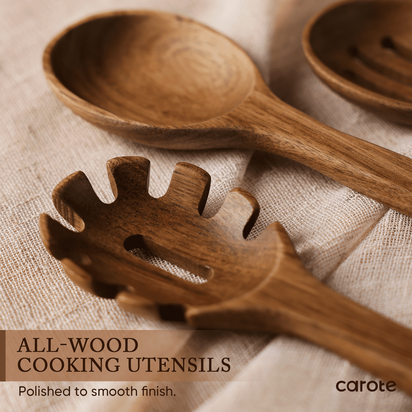 8-Piece Wooden Cooking Utensils Set for Kitchen, Acacia Wood Utensils Set, for Cooking, Mixing, Serving and Nonstick Cookware