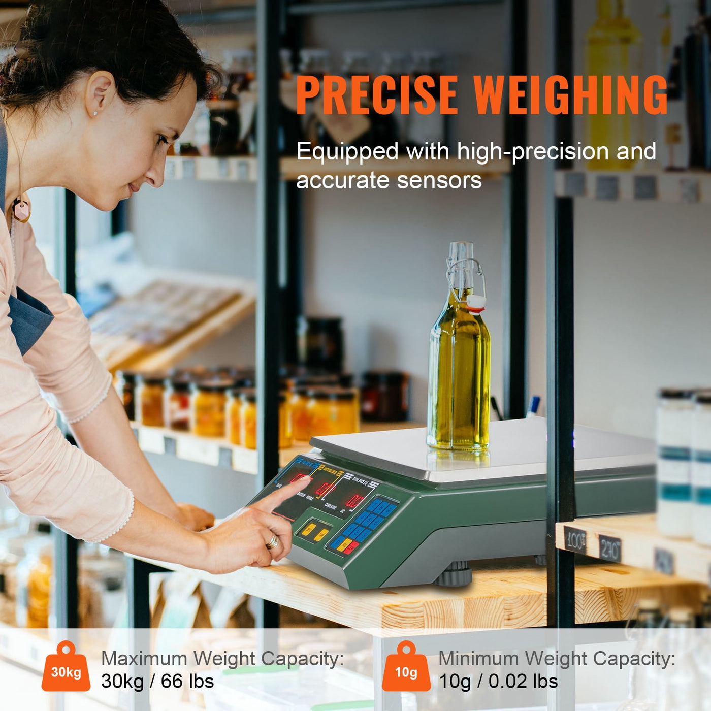 Kffkff 66Lbs 30KG Electronic Price Computing Scale Commercial Food Meat Weighting, for Accurate Kitchen, Food and Portion Weighing