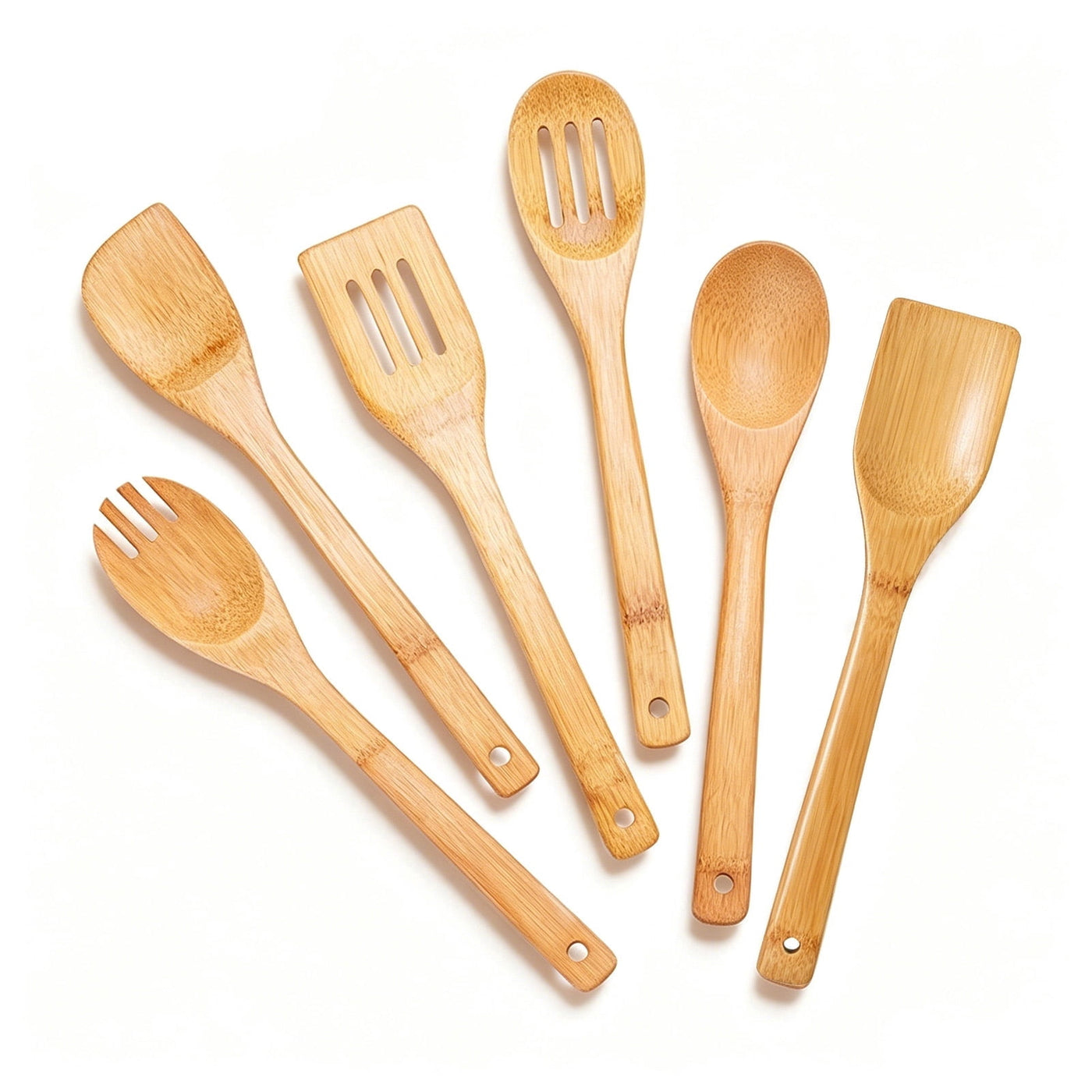 6-Piece Wooden Cooking Utensil Set, Wooden Spoons for Cooking, Natural Banboo Spatula Spoon Utensils Set for Kitchen Cookware, Heat Resistant