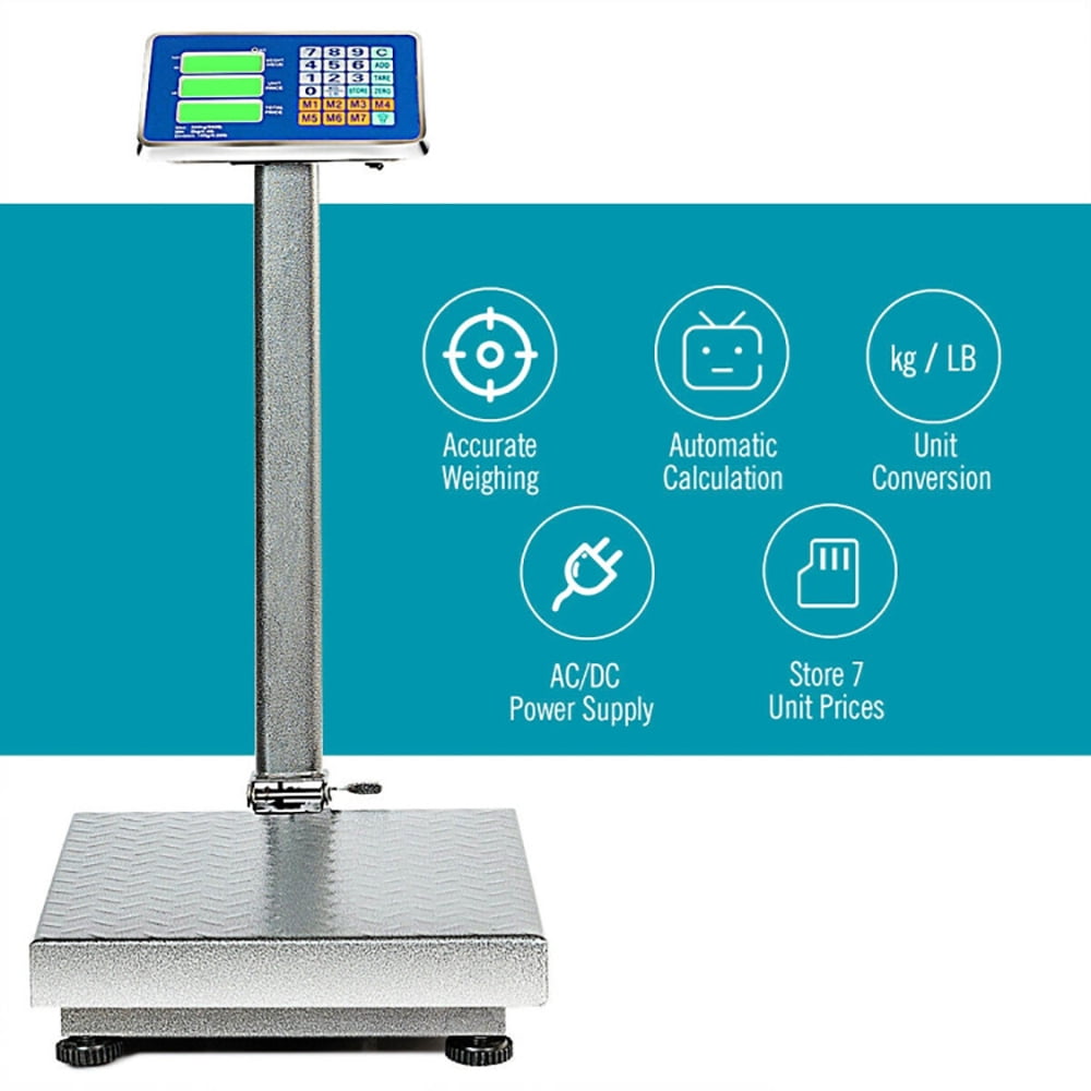 660 Lbs Weight Platform Scale Digital Floor Folding Scale, Price Computing Scale, Commercial Food Meat Produce Weighing Scale in Lb and Kg