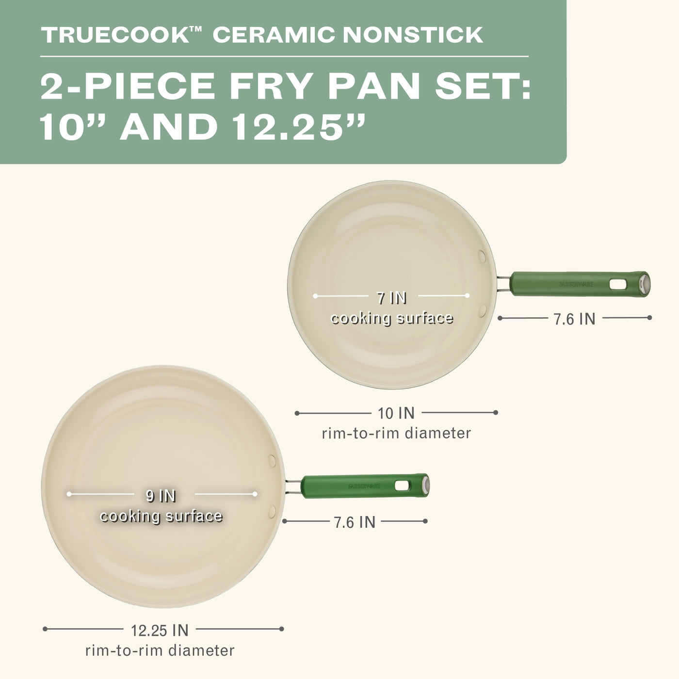 2-Piece Frying Pan Set, Dishwasher and Oven Safe, Matte Olive, for Frying, Boiling and Everyday Home Cooking