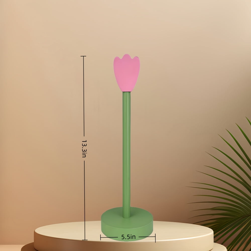 Wooden Paper Towel Holder Countertop, Rustic Standing Paper Towel Roll Stand with Pink Flower Design for Kitchen, Bathroom, Bar