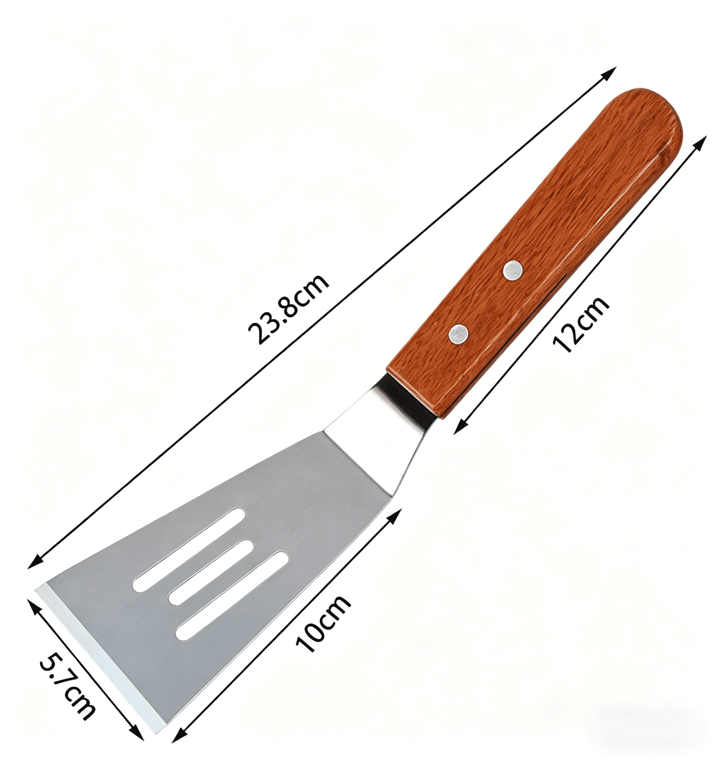 Metal Spatula Set, Stainless Steel Griddle Spatulas with Wooden Handle, Slotted and Solid Turner for Cooking, Baking, Bbq, Grilling