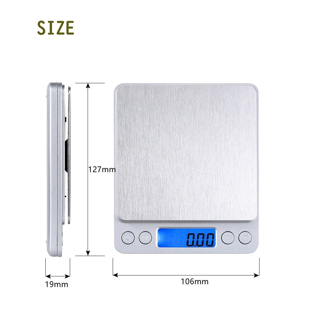 Digital Kitchen Scale, 3kg/0.1g, Mini Pocket Jewelry Scale, Multifunctional Food Scale with Backlit LCD Display for Cooking Baking Coffee Postal