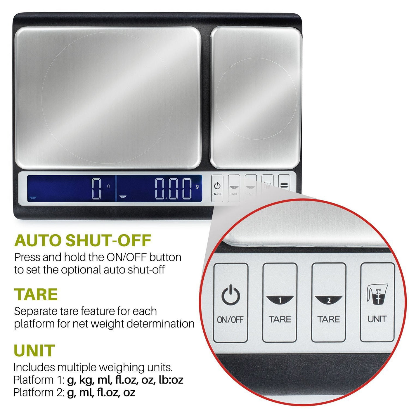 Smart Weigh 10kg X 0.01g Premium Dual Platform Digital Kitchen Food Scale, for Accurate Kitchen, Food and Portion Weighing