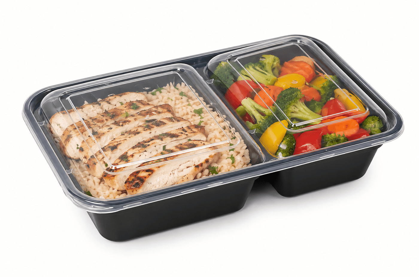 30-Piece (15 Containers + 15 Lids) with 2-Compartment Meal Prep, Bpa-free, Leak-resistant, Microwave and Dishwasher Safe