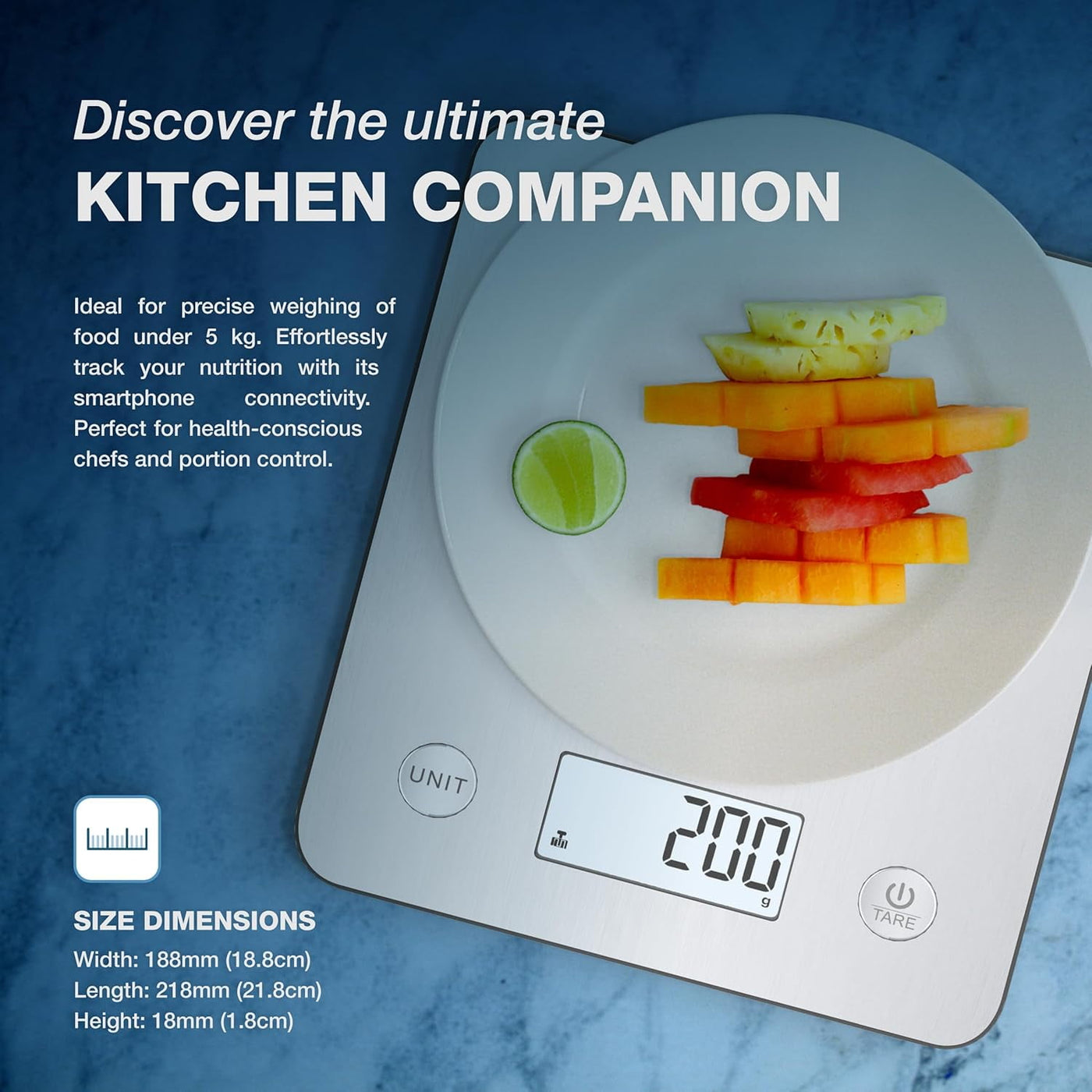 Digital Food Kitchen Scale with Smart App Â Large Kitchen Scale with 201 Stainless Steel Surface 5 Unit Conversions Â Digital Kitchen Scale App to