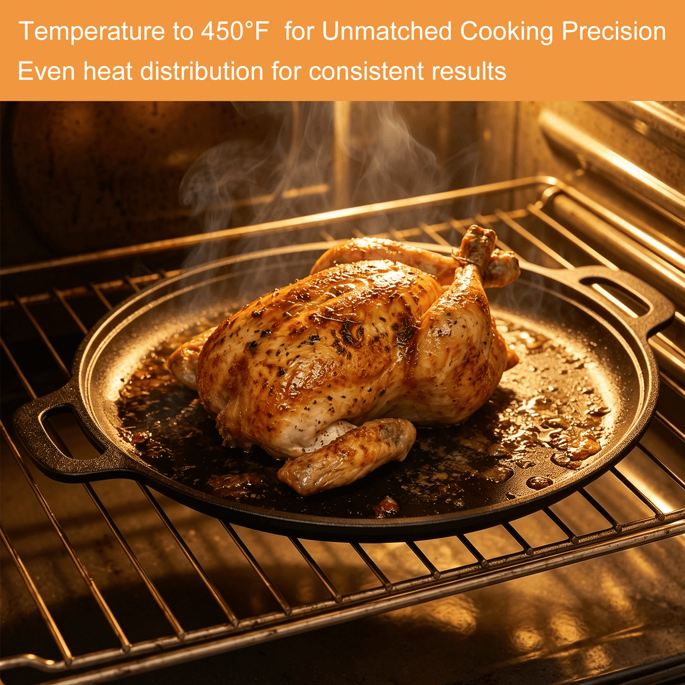 Round Cast Iron Skillet, Taimasi 12'' Pre-seasoned Cast Iron Frying Pan with Dual Handle, Oven Safe Pizza Pan for Grill, Bbq, Roasting