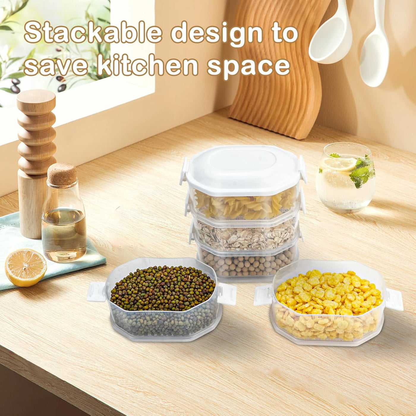 10-Piece Food Storage Containers, Fridge Organisers Stackable with Lids BPA Free, Pantry Plastic Food Containers Leak Proof