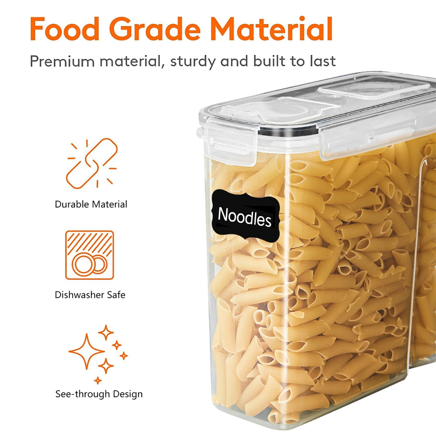 Kitchen Cereal Containers Storage Set with Lids, 4-Pack 2.5L/84.53OZ Airtight Food Storage Containers
