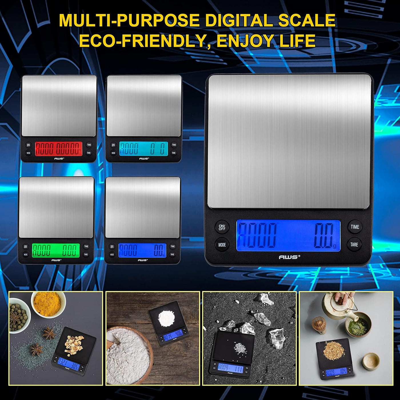 Digital Coffee Scale with Back-lit Lcd, 3000g, for Accurate Kitchen, Food and Portion Weighing, Durable Design for Daily Home Use