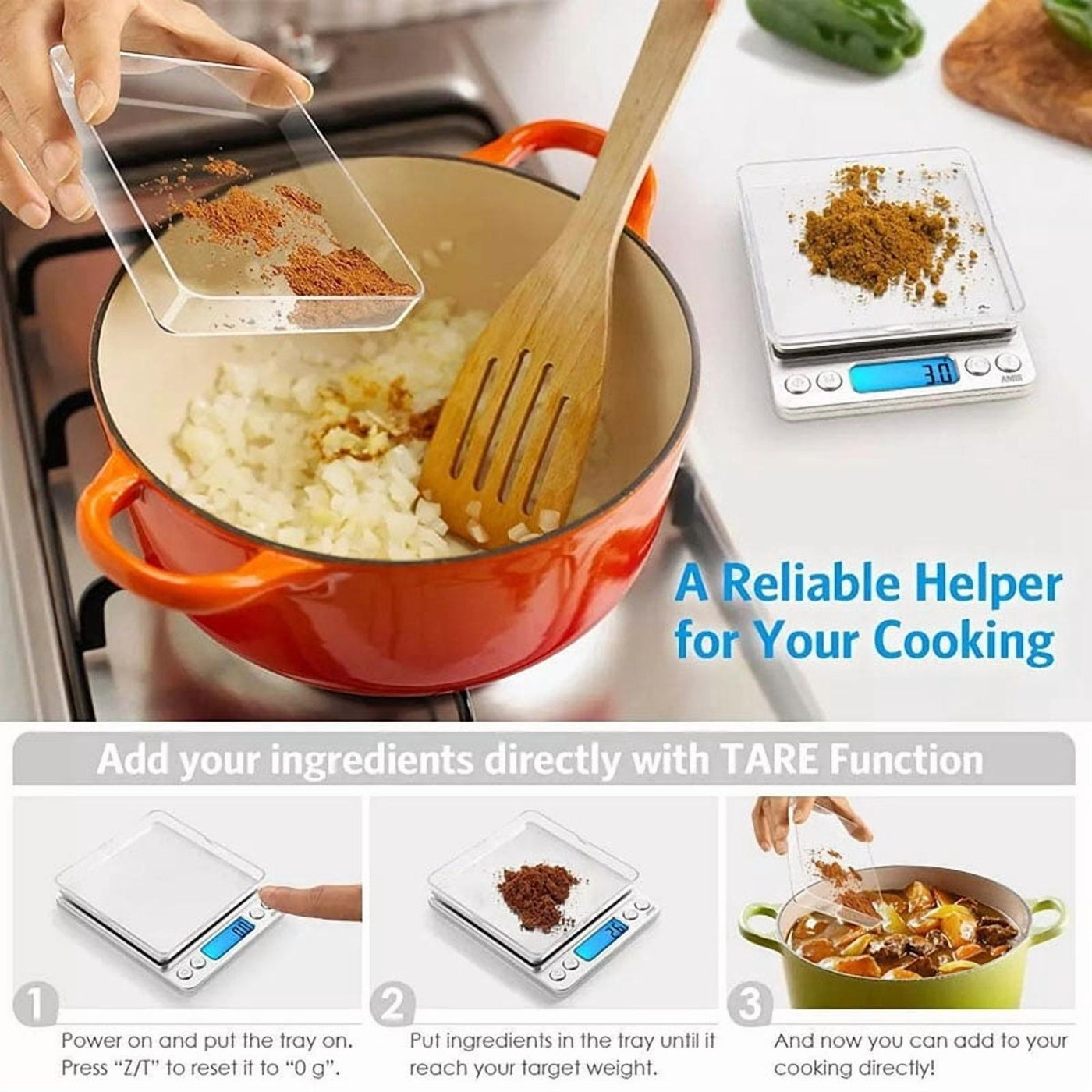 Digital Scale, Kitchen Scale 2000g X 0.1g Jewelry Gold Silver Coin Gram Pocket Size Herb Grain, for Accurate Kitchen, Food and Portion Weighing