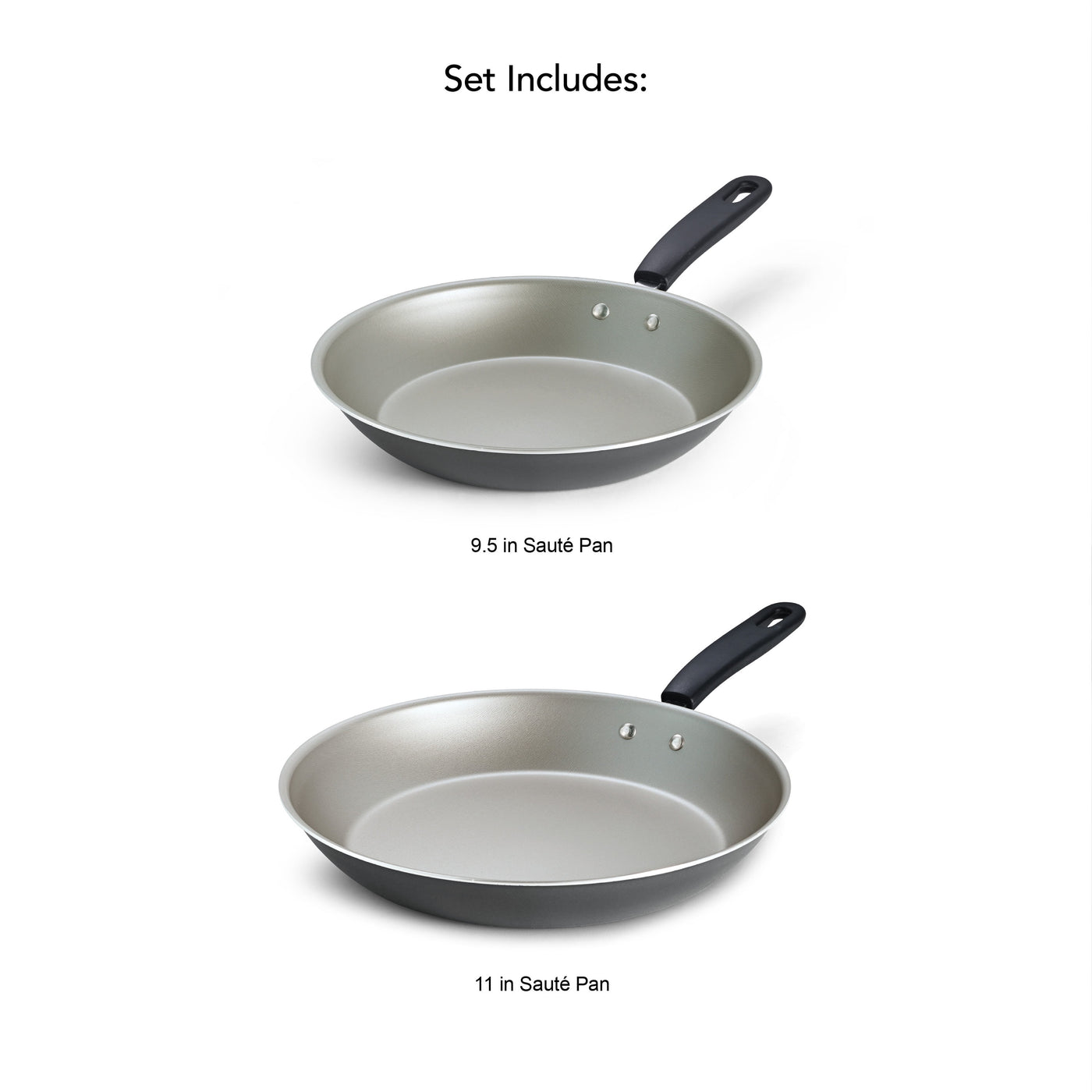 Primaware 2-Piece Nonstick Fry Pan Set, 9.5-Inch and 11-Inch Asphalt, for Everyday Home Kitchen Cooking, Storage and Organization