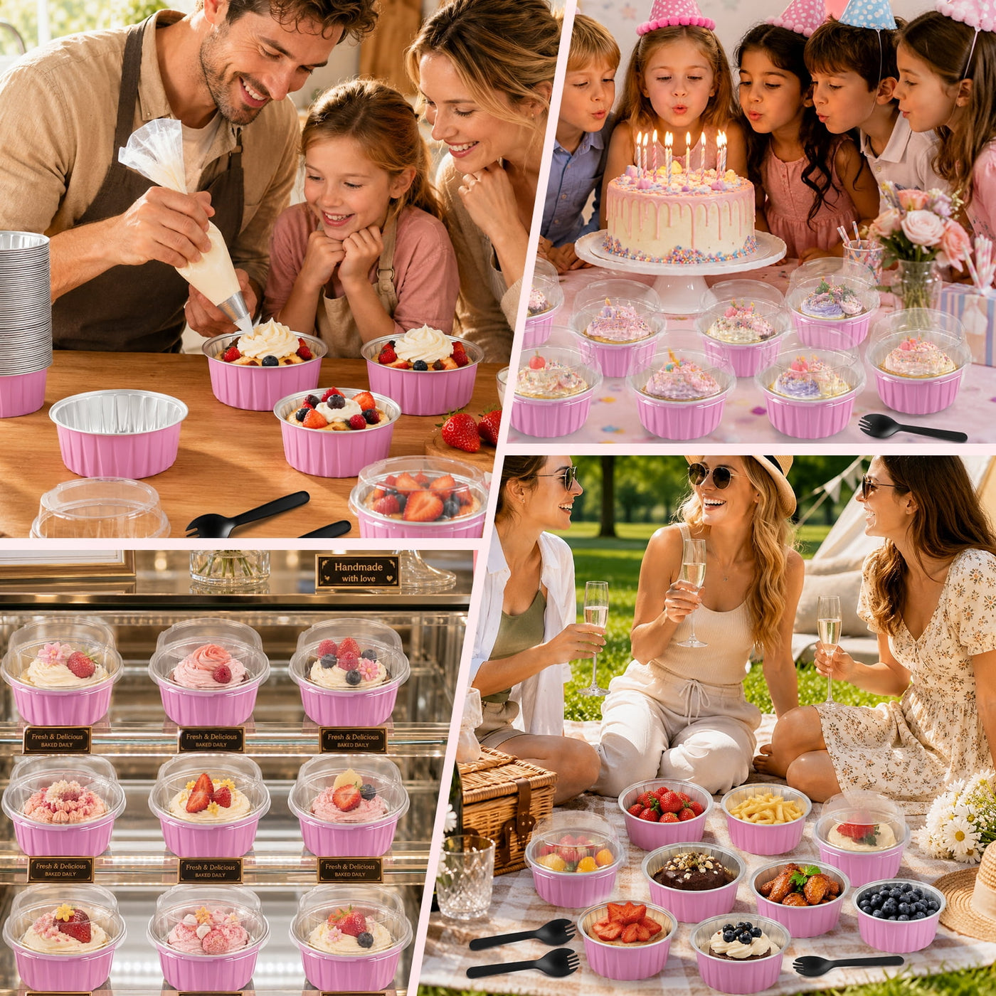 5 Oz Mini Cake Pans with Lids, Aluminum Foil Cake Cups, Pie Pans Muffin Tins Cupcake for Party Wedding Birthday