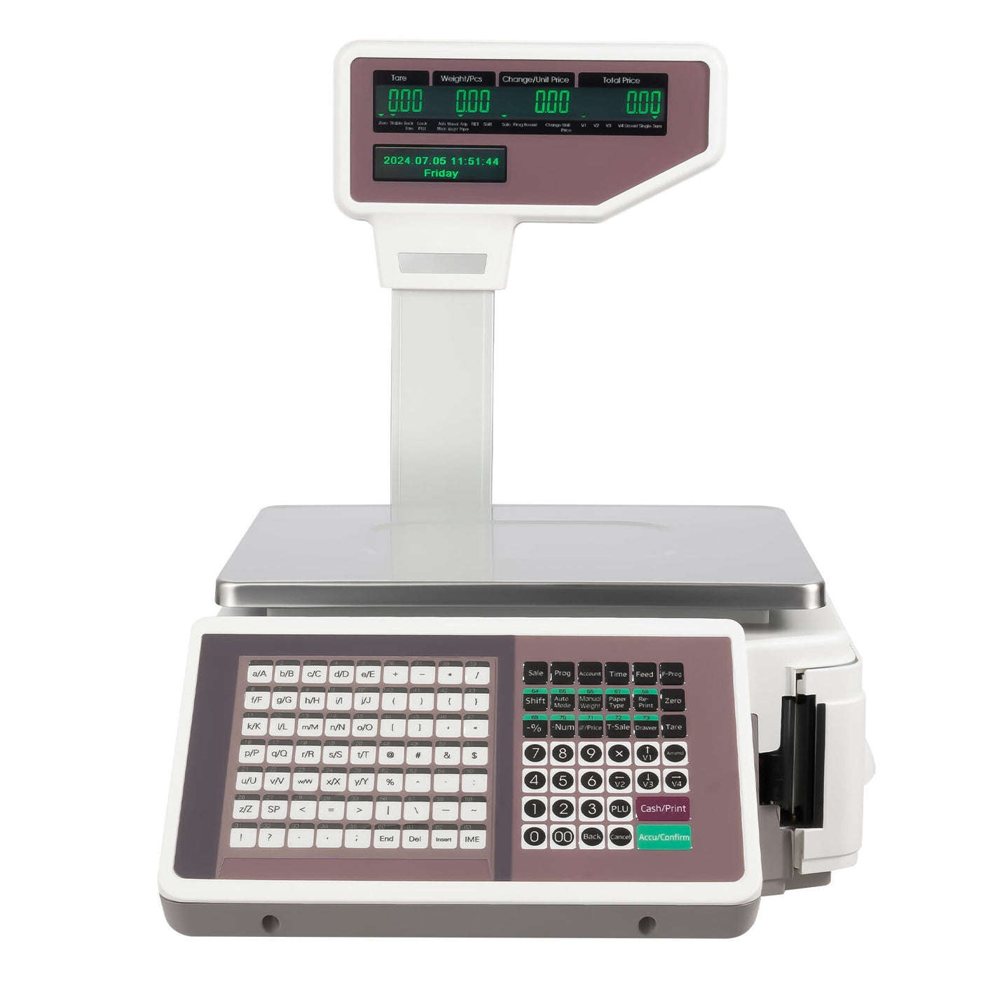 Label Printing Scale, Digital Weight Price Scale LCD Screen Computing Scale with Thermal Label Printer Electronic Weight Scale 66LB/30KG Commercial