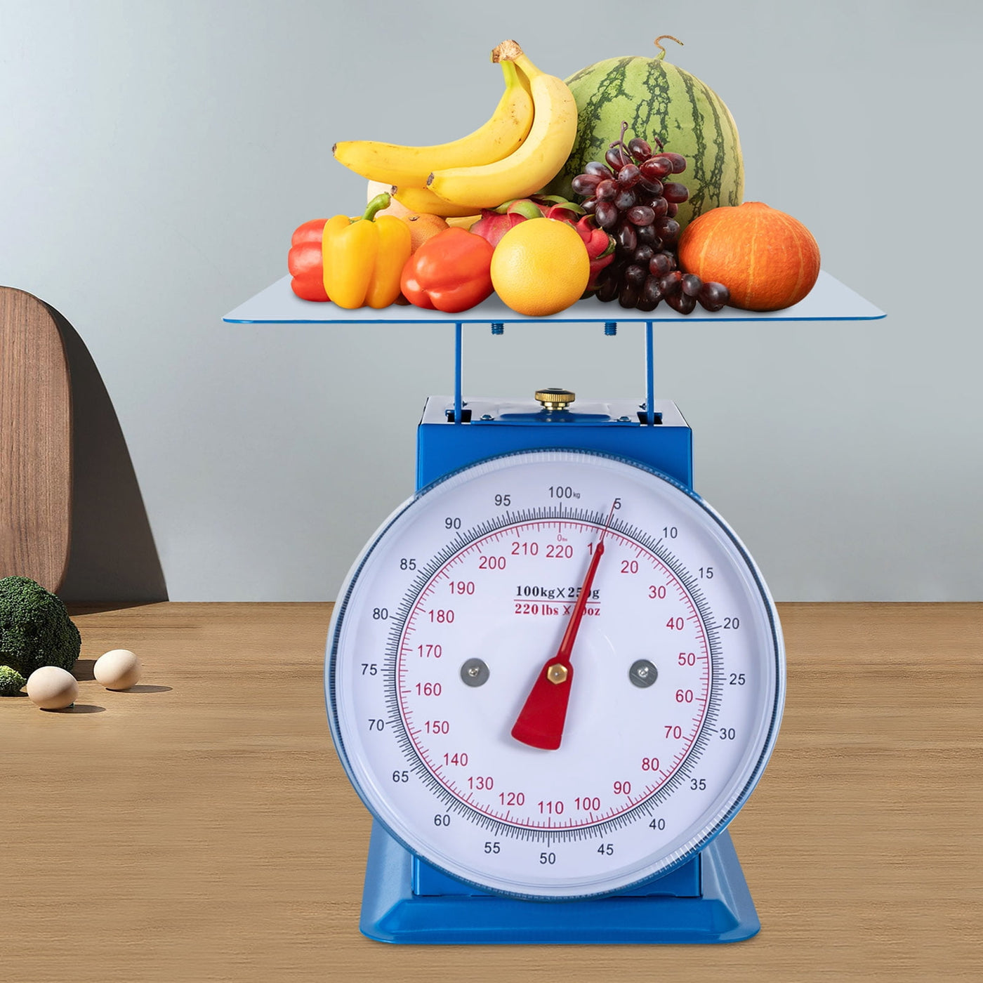 220-Lbs Heavy-duty Industrial Spring Scale, Mechanical Food Scales, Kitchen Weighing Dial Scale with Iron Platform