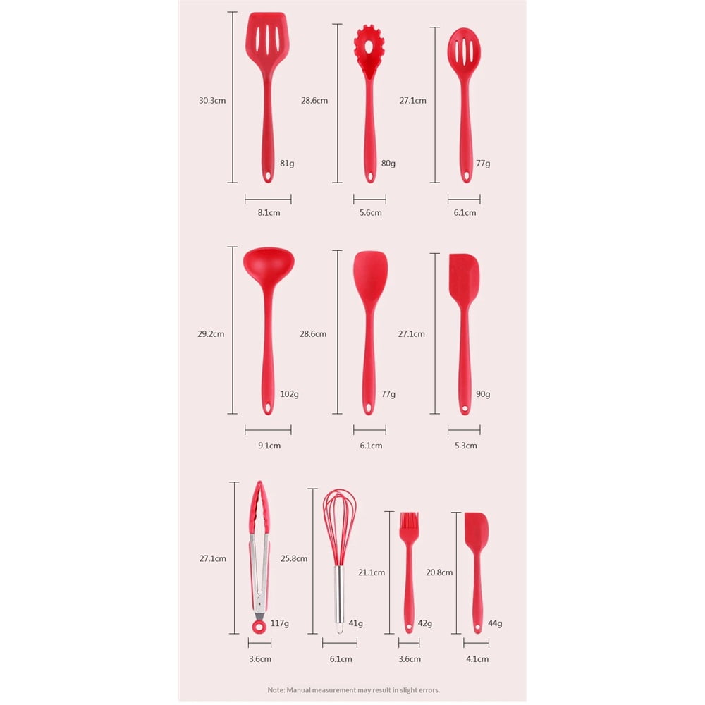 Kitchen Utensil Set, 10 Cooking Utensils, Colorful Silicone Kitchen Utensils, Nonstick Cookware with Spatula Set