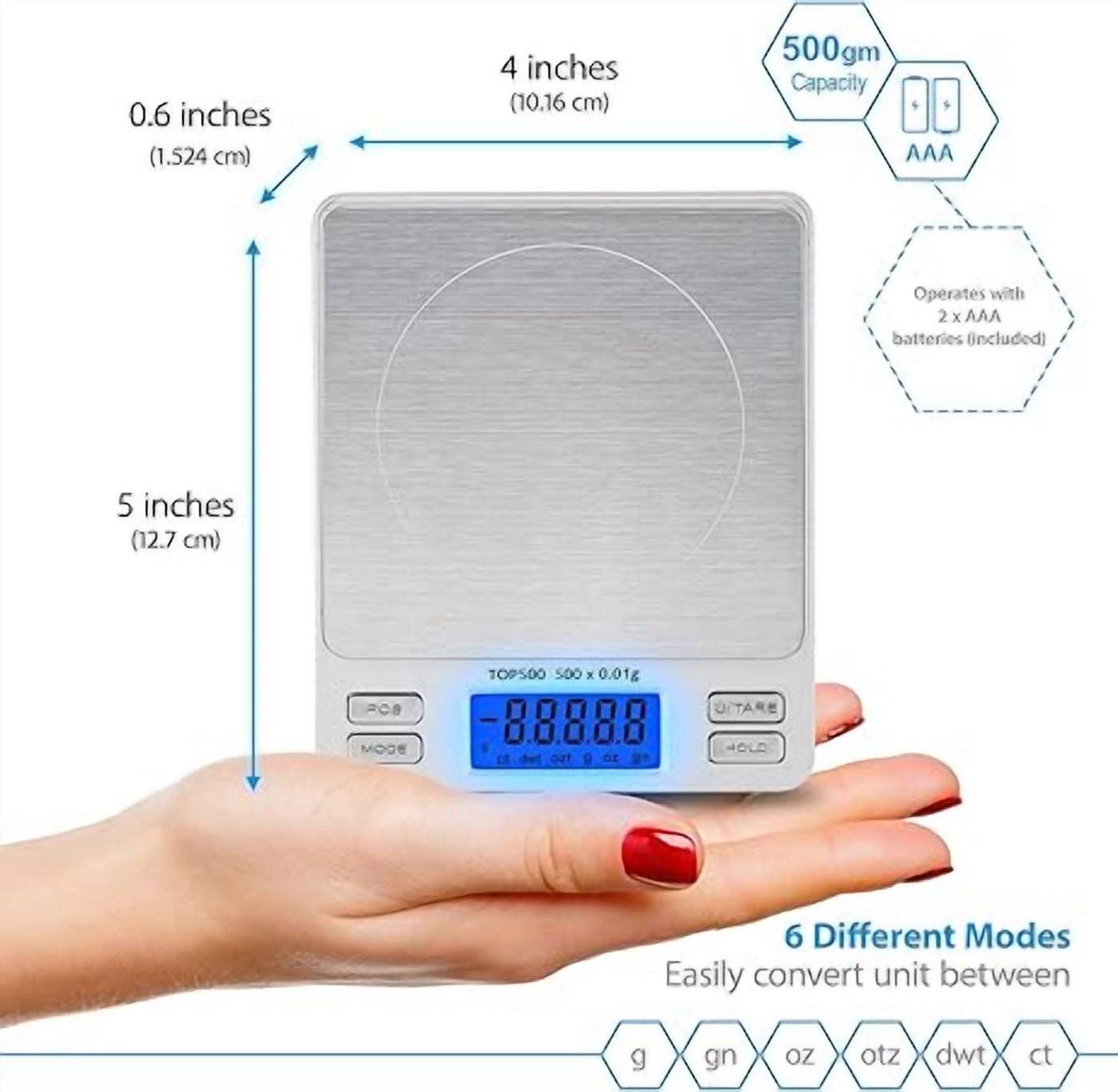 Smart Weigh Digital Pro Pocket Scale 500g X 0.01 Grams Precise Weighing Professional Weight Food Ounces and Grams Mini Kitchen Jewelry Portable Herb